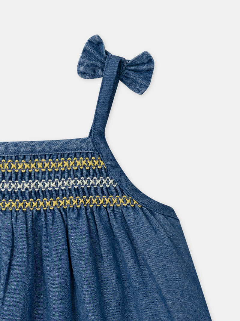 Denim-Kleid mit Zitronen-Stickereien für Baby-Mädchen