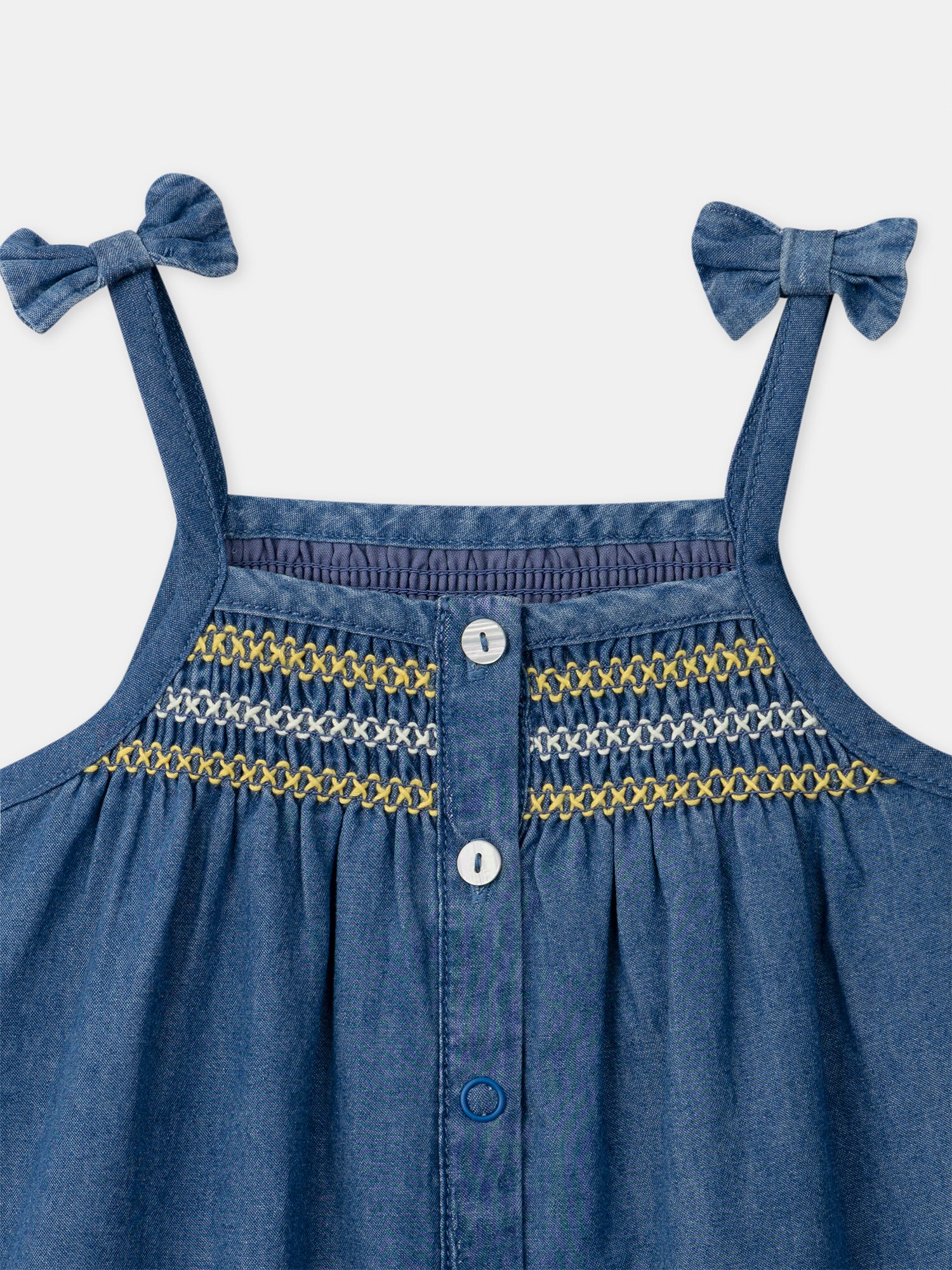 Denim-Kleid mit Zitronen-Stickereien für Baby-Mädchen