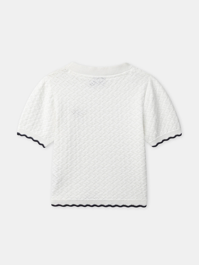 Ecru-Mädchenstrickshirt