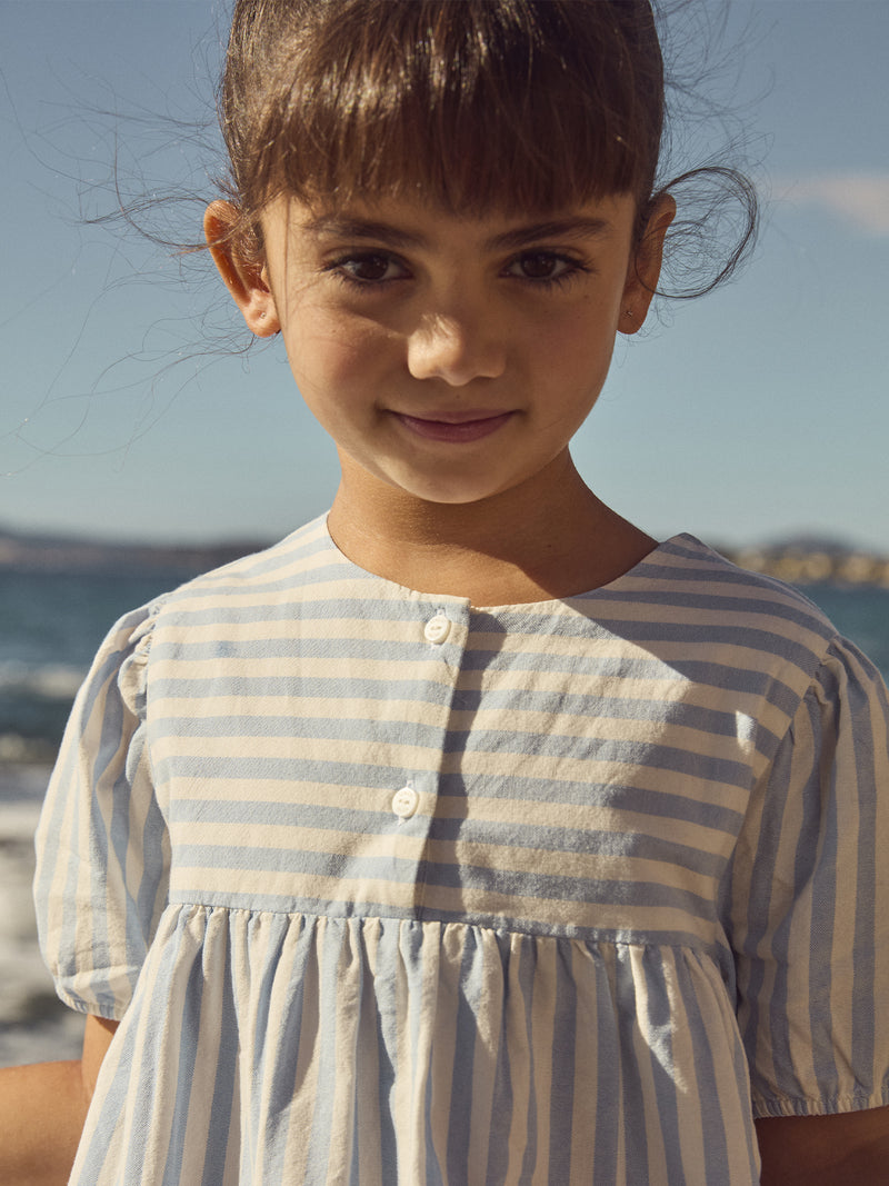 Gestreiftes blaues Kleid für Mädchen