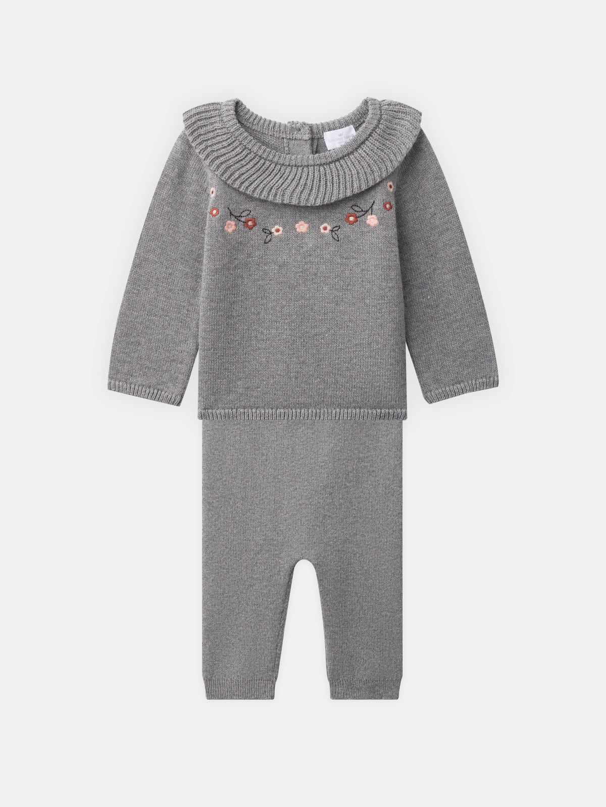 Ensemble Pullover und Hose grau Geburt Mädchen