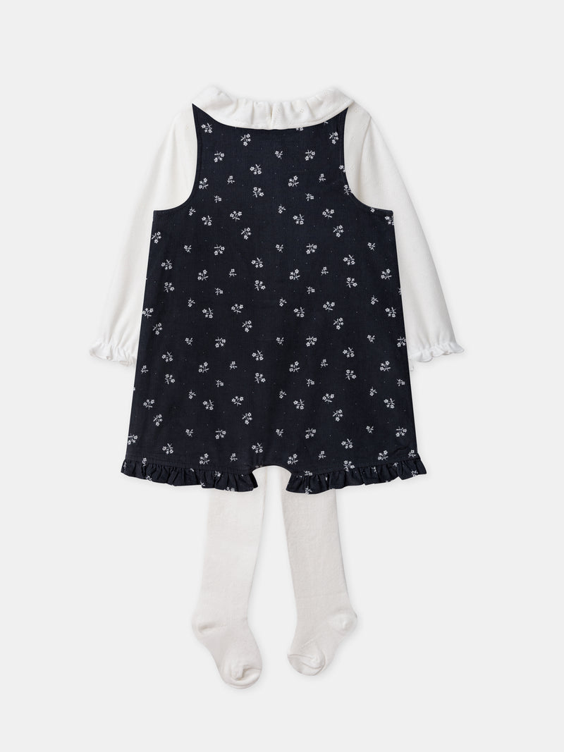 Ensemble Latzhose + Body + Strumpfhosen Geburt Mädchen