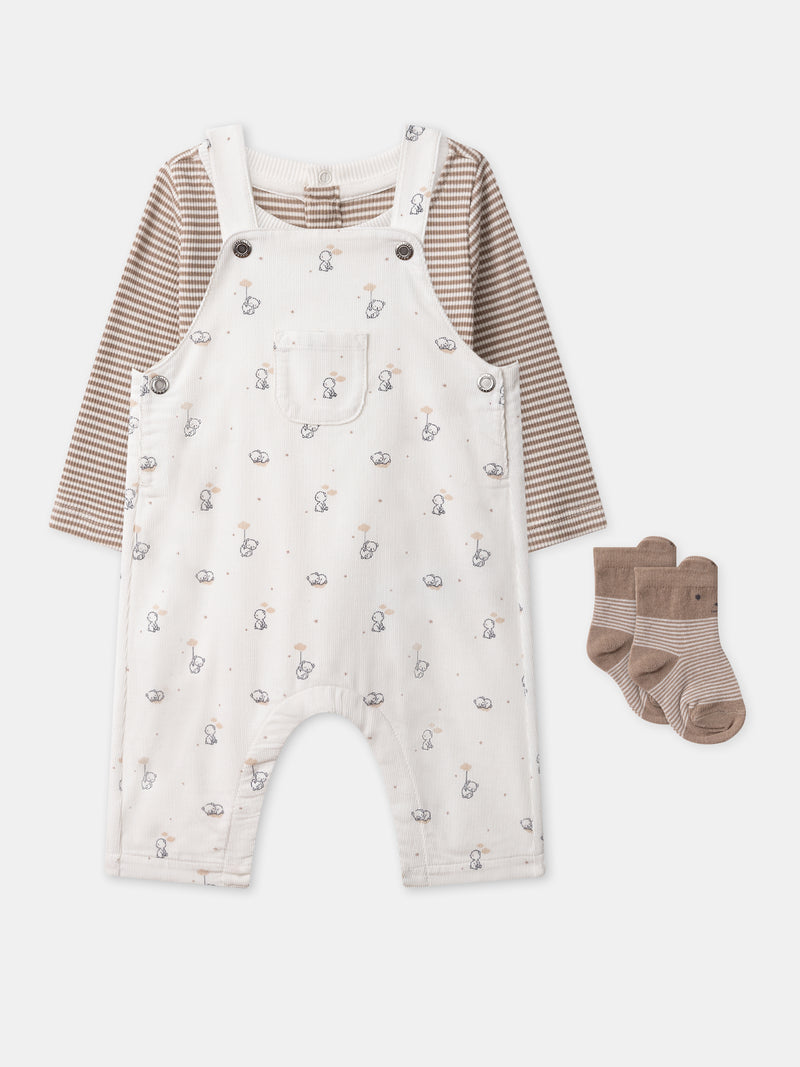 Ensemble Latzhose + Body + Socken Geburt Junge