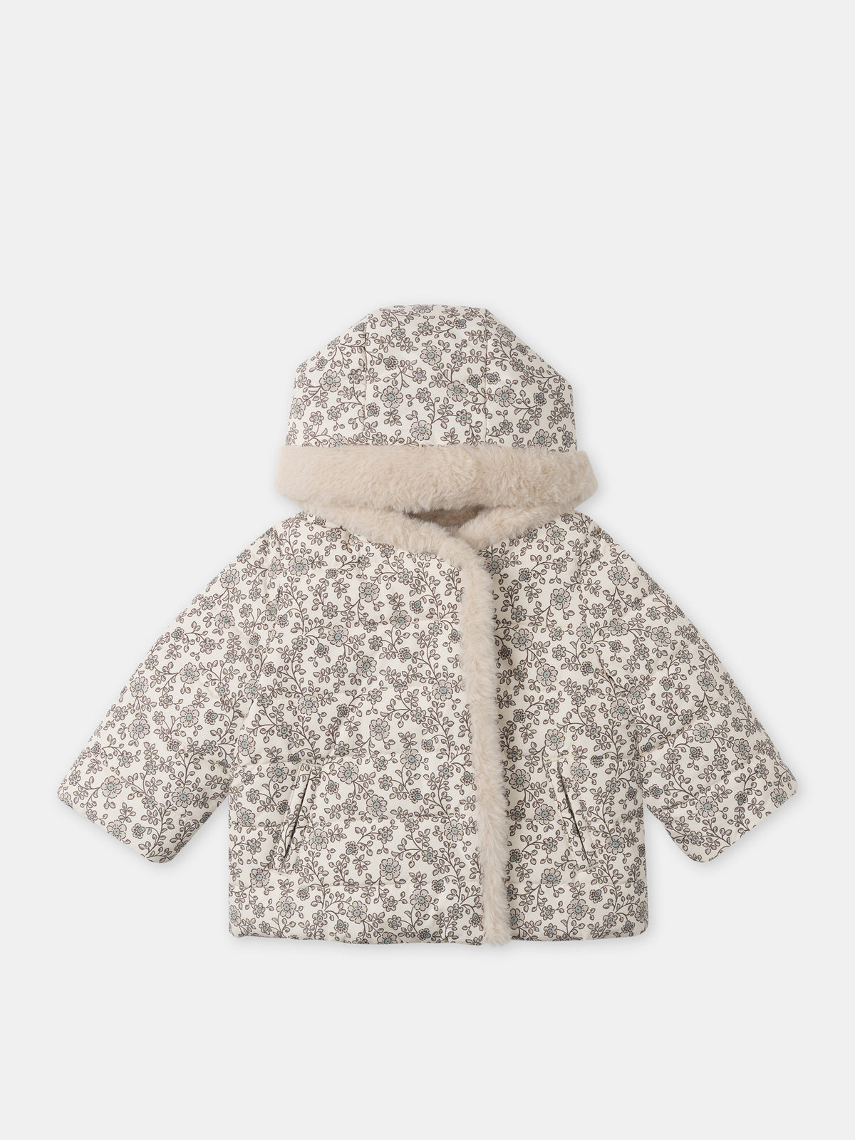 Reversible-Blumenmuster-Jacke-oder-Creme-Baby-Mädchen