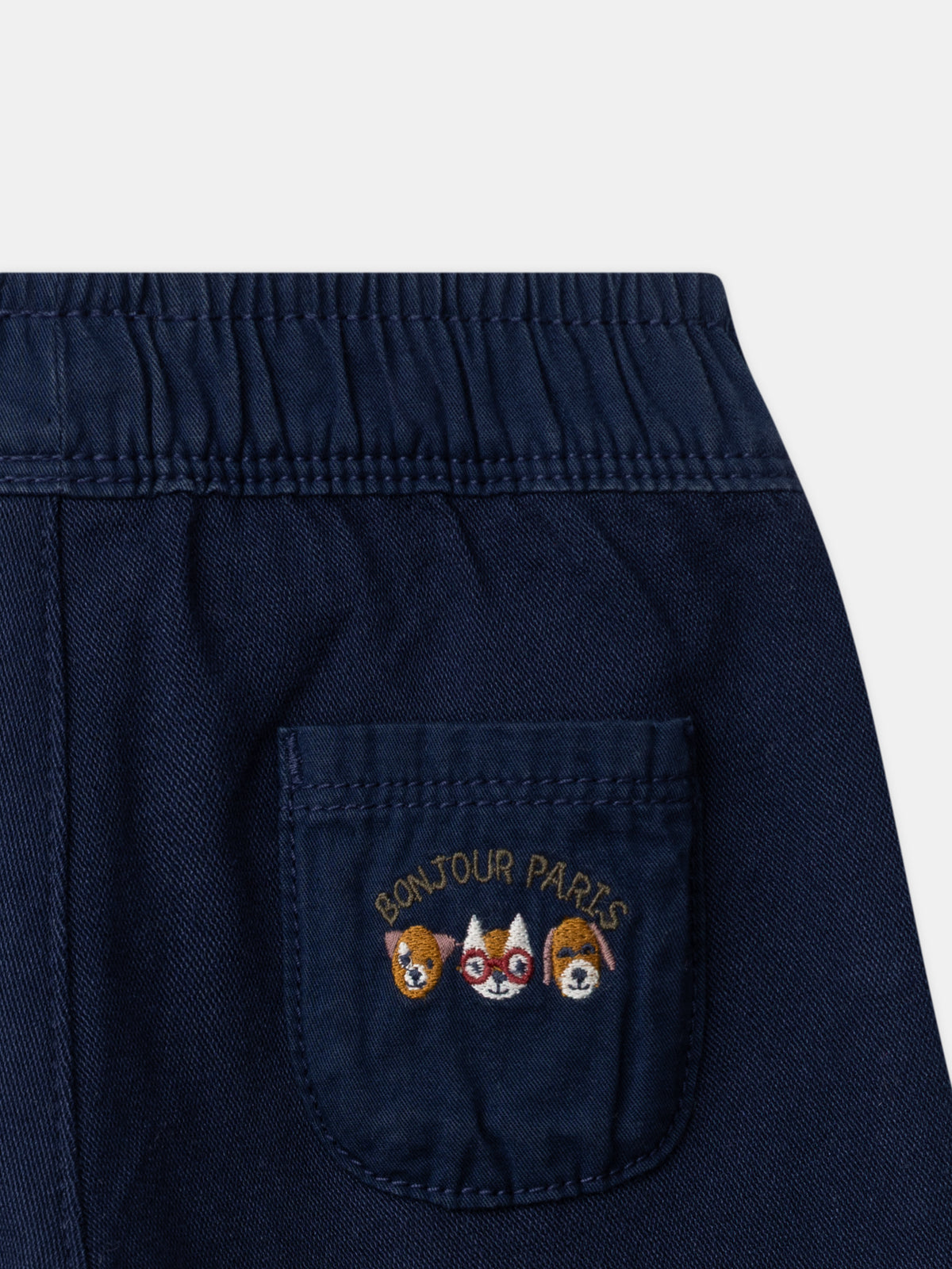 Marineblaue Hose mit Tierstickerei für Baby Jungen