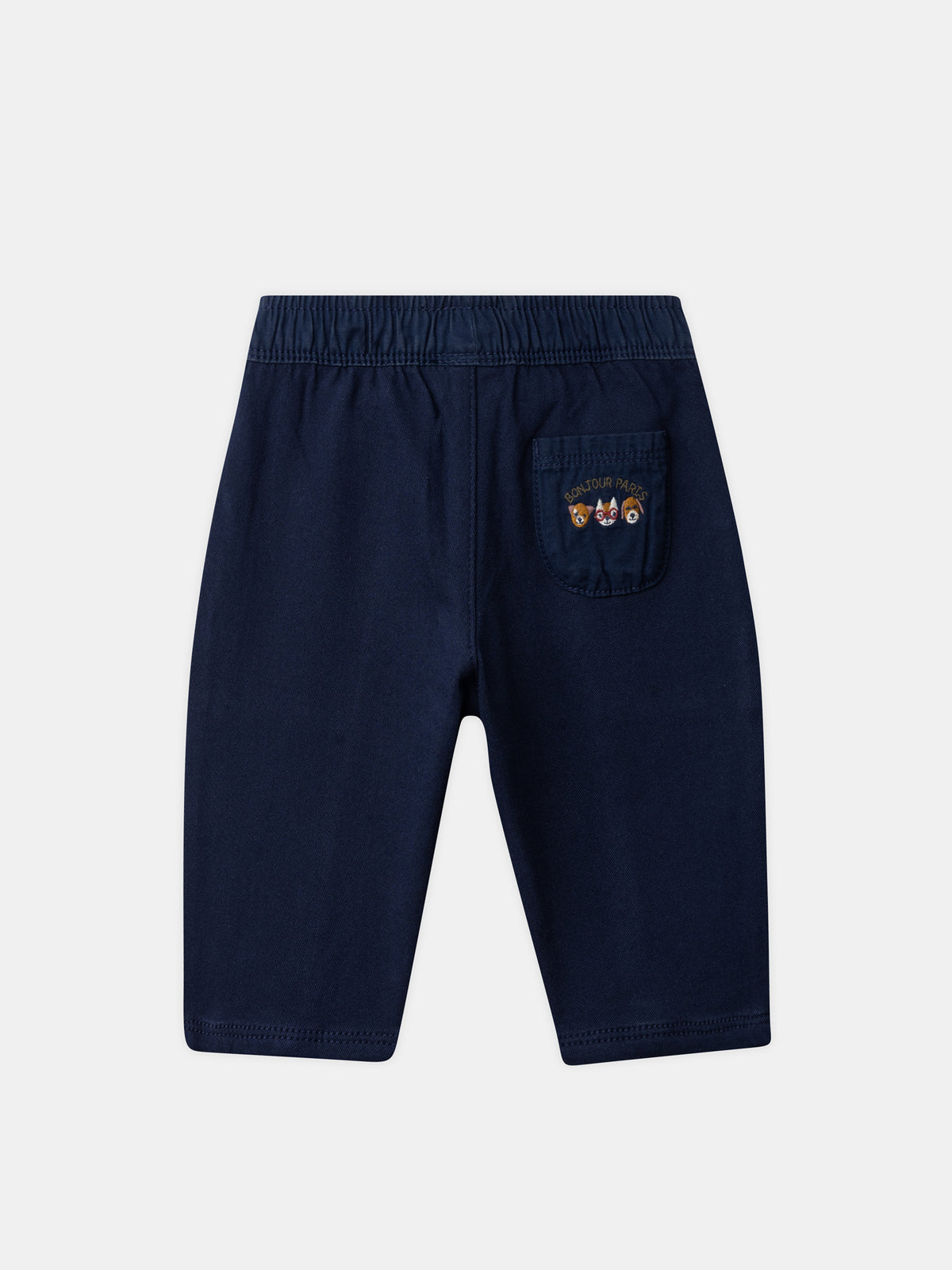 Marineblaue Hose mit Tierstickerei für Baby Jungen