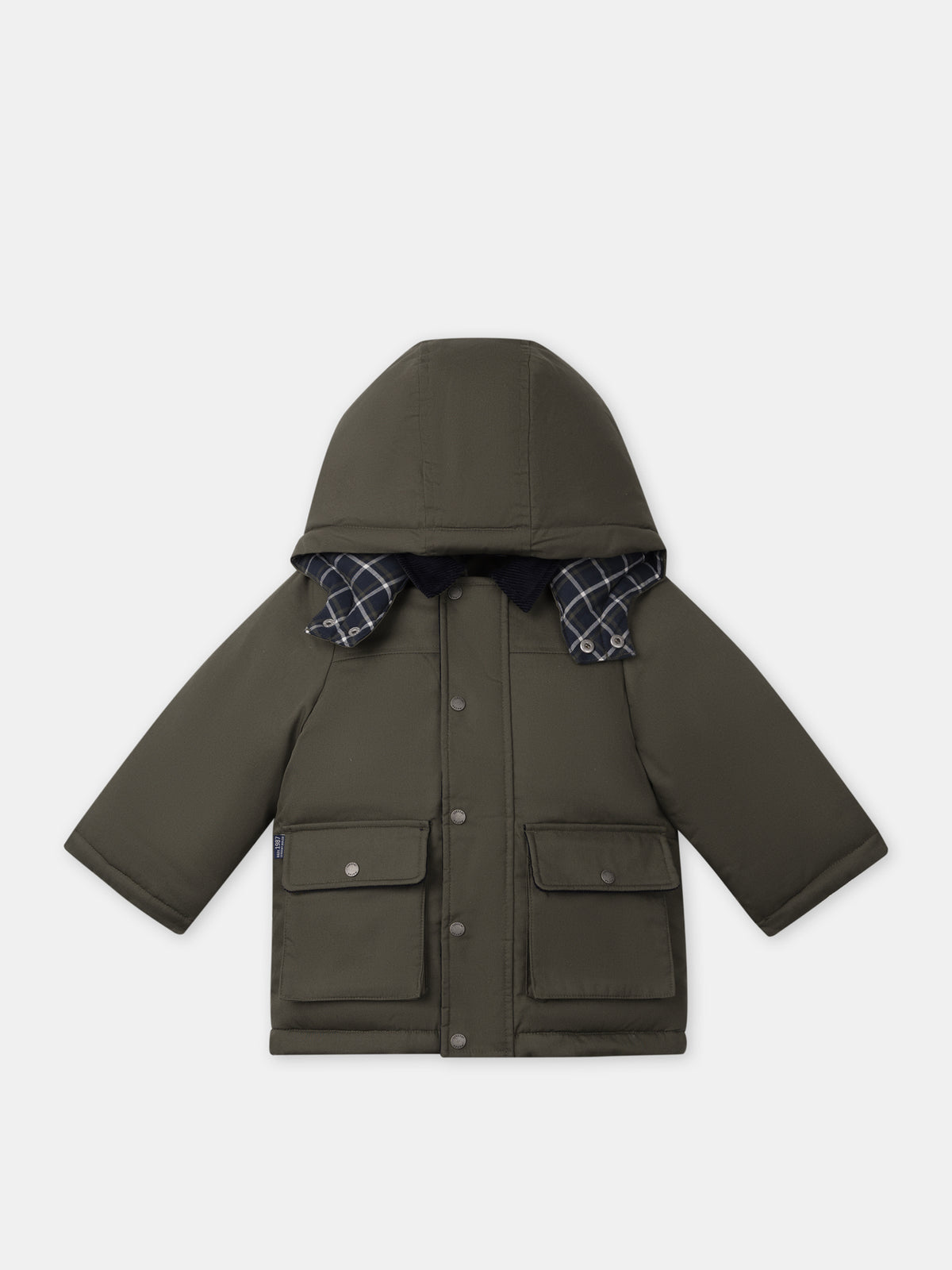 Khakifarbene Jacke mit abnehmbarer Kapuze Baby Junge