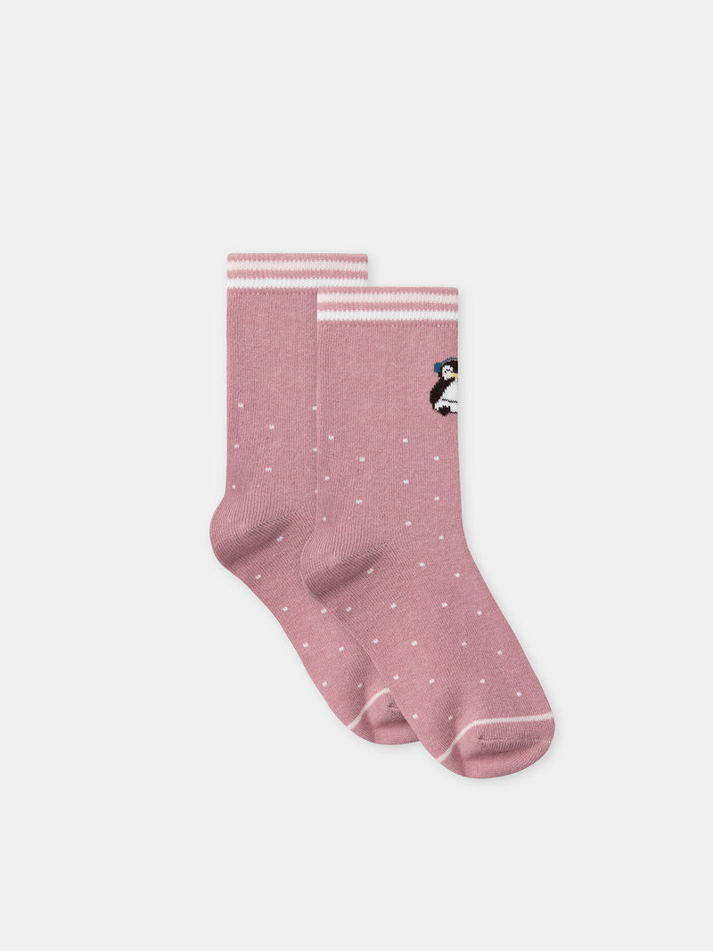 5er-Pack rosa Socken Pinguine für Mädchen