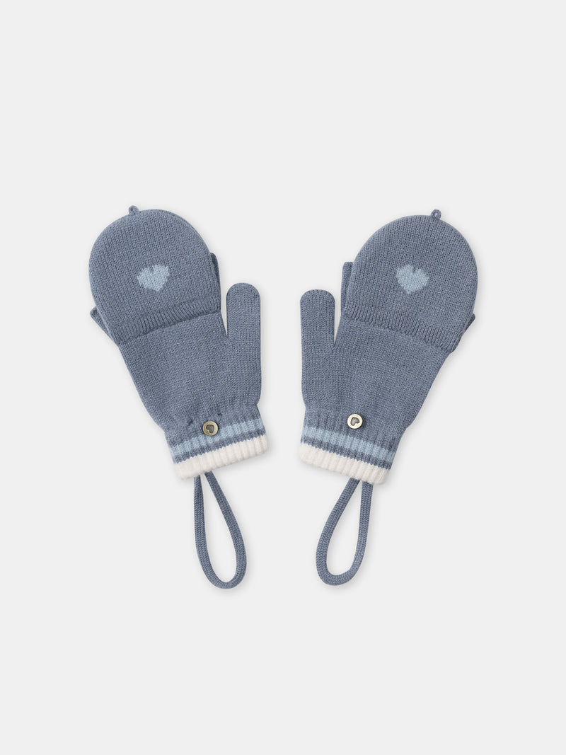 Blau-graue Fingerhandschuhe mit Fingerabdeckungen für Mädchen