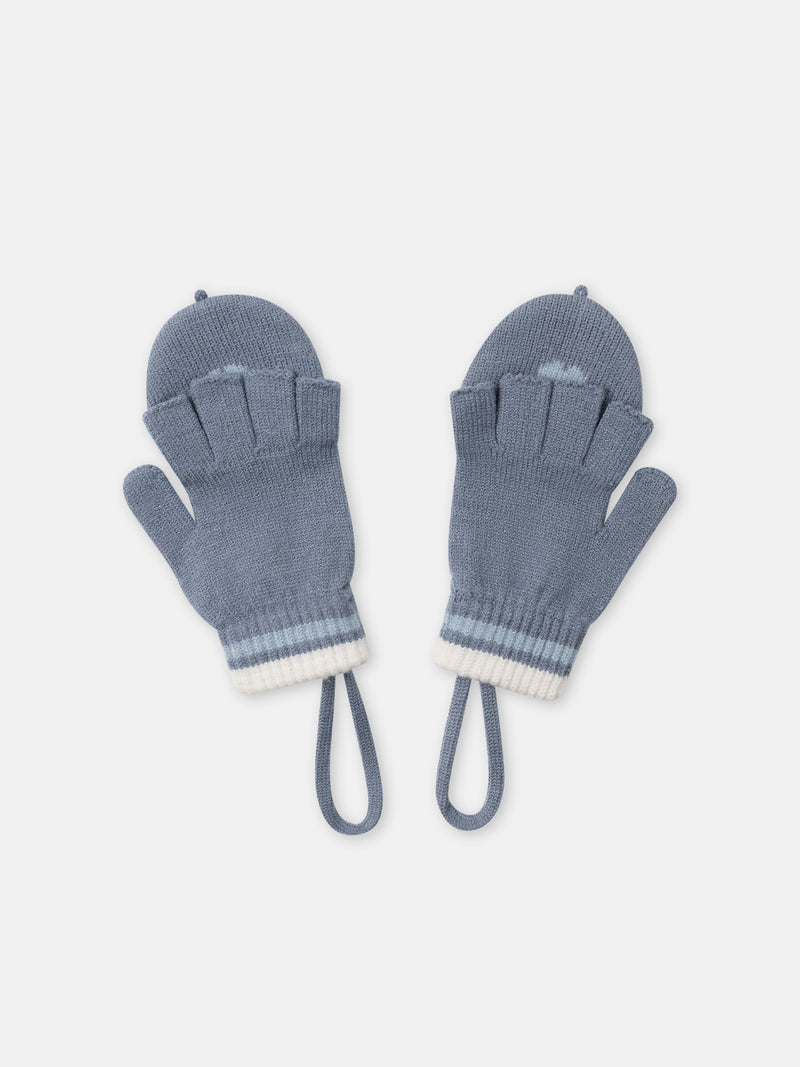 Blau-graue Fingerhandschuhe mit Fingerabdeckungen für Mädchen