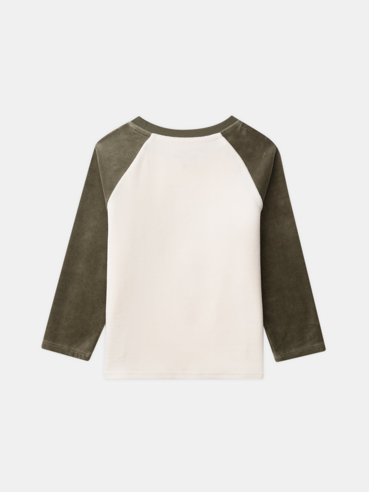 Ecru und olivgrüne Samt Pyjama mit dragonbedruckt für Jungen