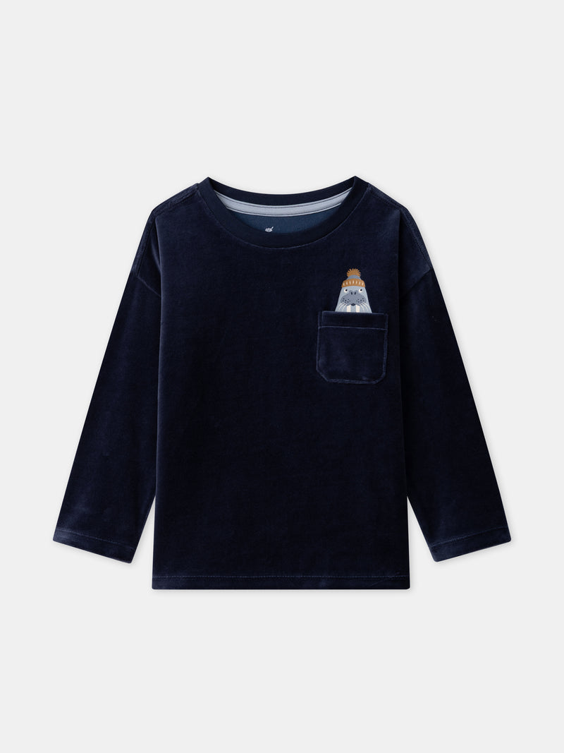 Marineblau-Pyjama-Robbe-Junge