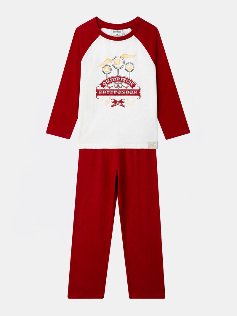 Harry Potter Pyjama bordeaux und ecru mit "Griffindor" Druck für Jungen