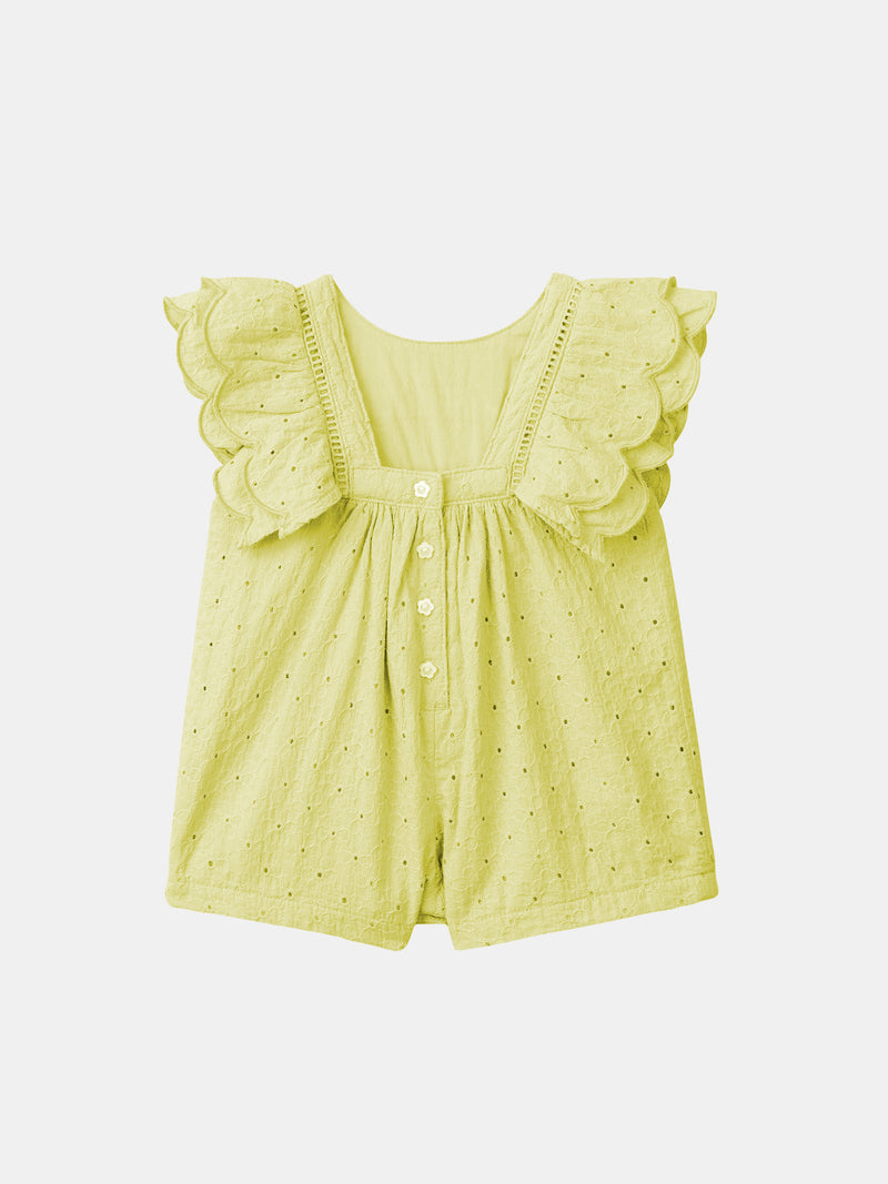 Gelbes Kleid mit Blumenstickerei Baby Mädchen