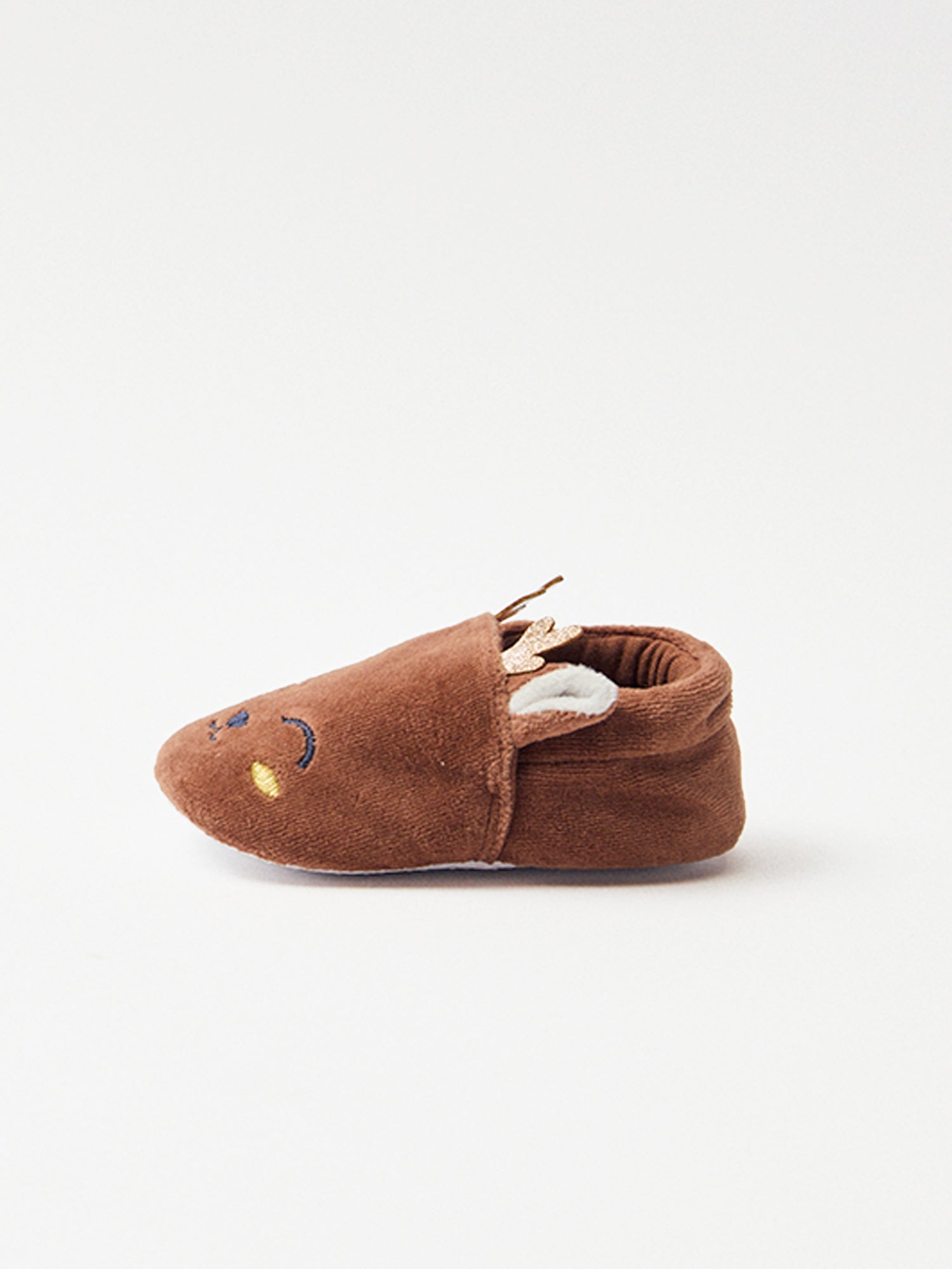 Chaussons marron visage renne Bébé Garçon