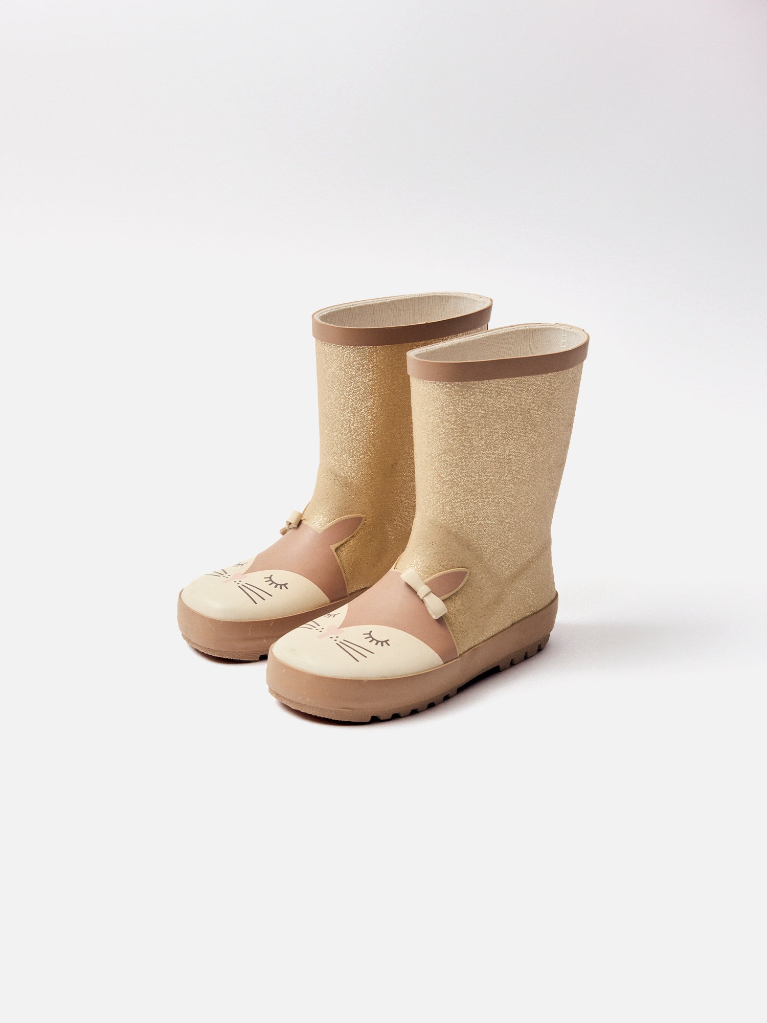 Glitzernde goldene Gummistiefel mit Eichhörnchenkopf für Mädchen