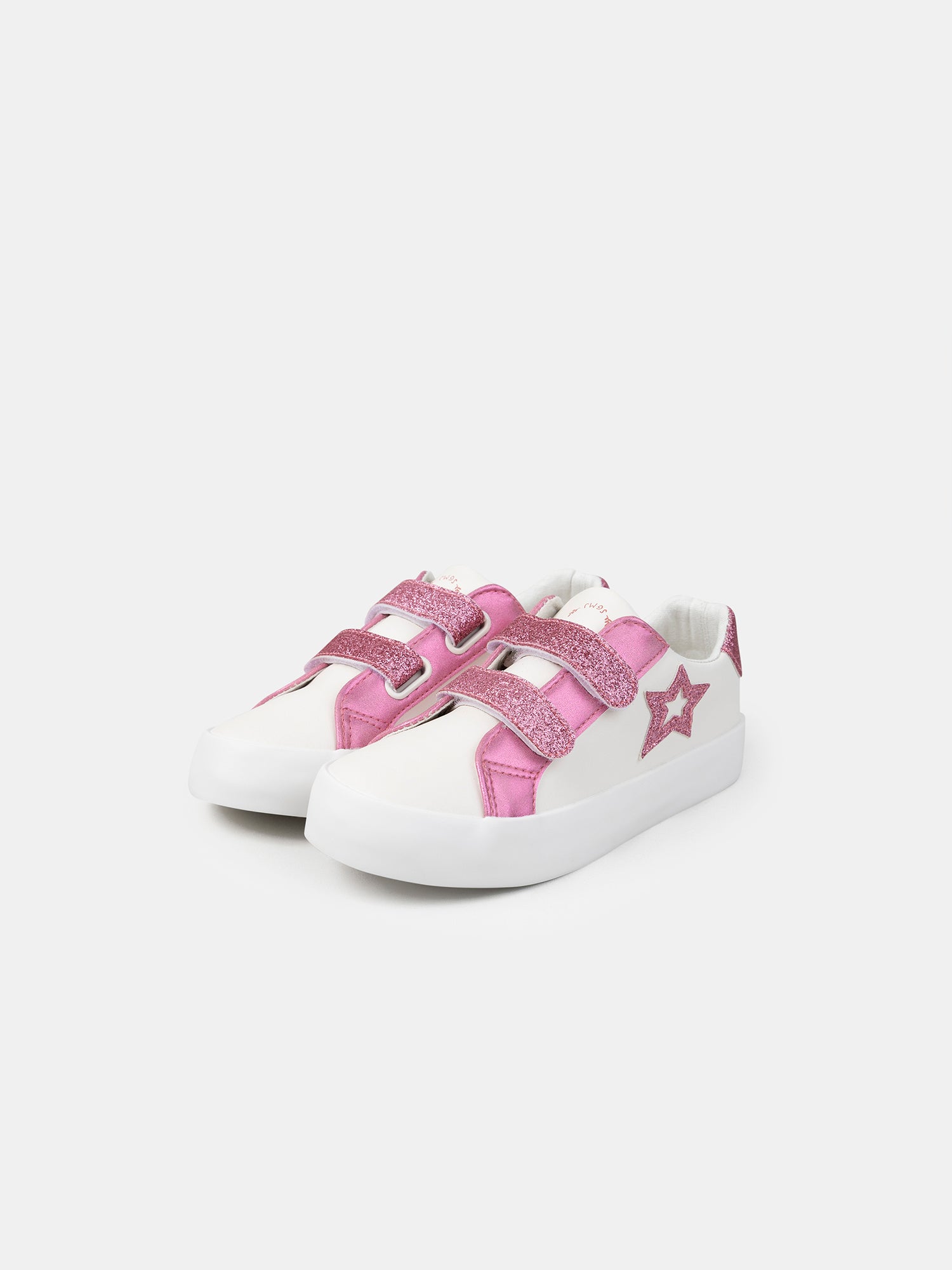 Weiße Sneakers mit rosa Glitzerstern für Mädchen