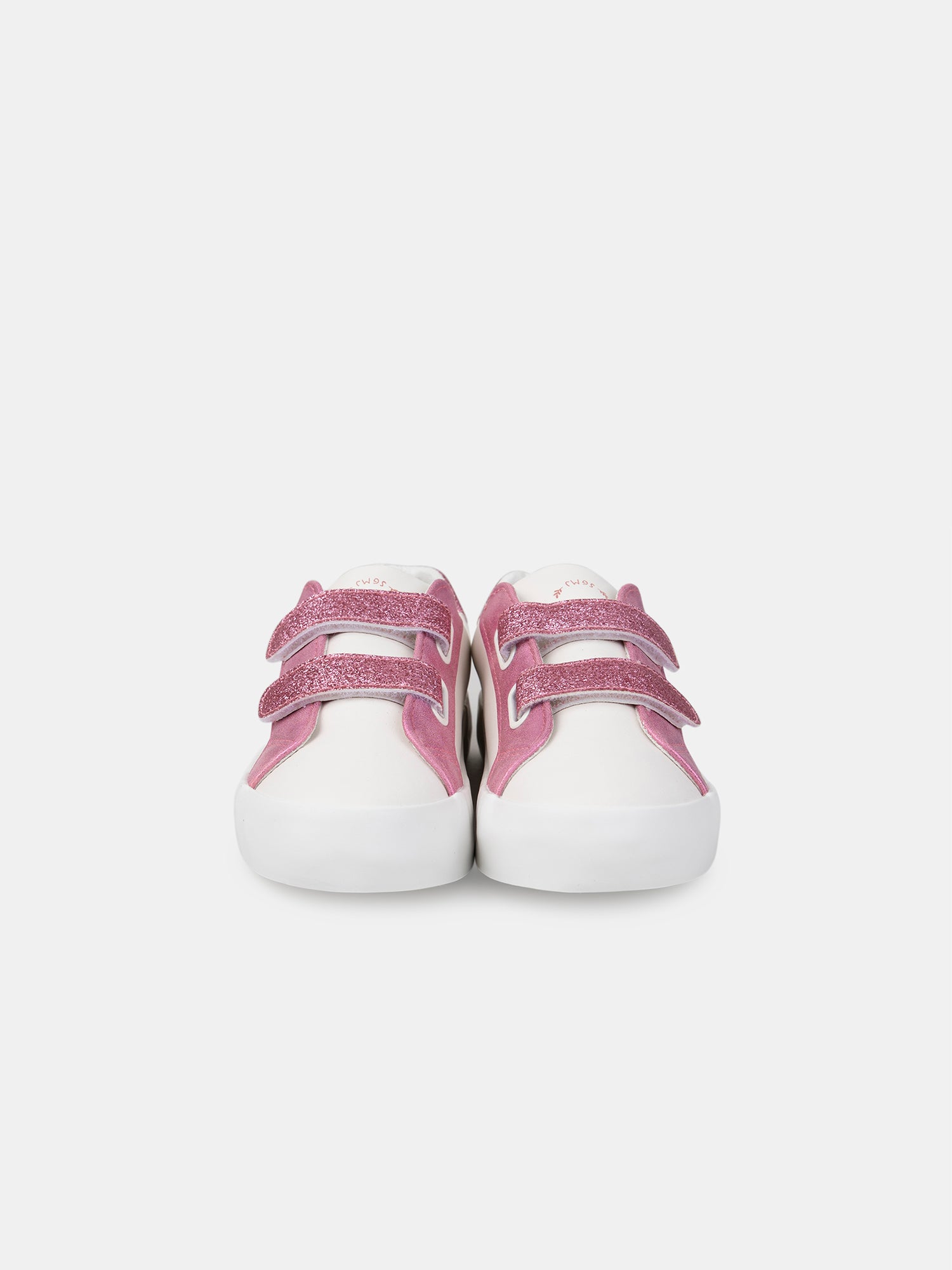 Weiße Sneakers mit rosa Glitzerstern für Mädchen