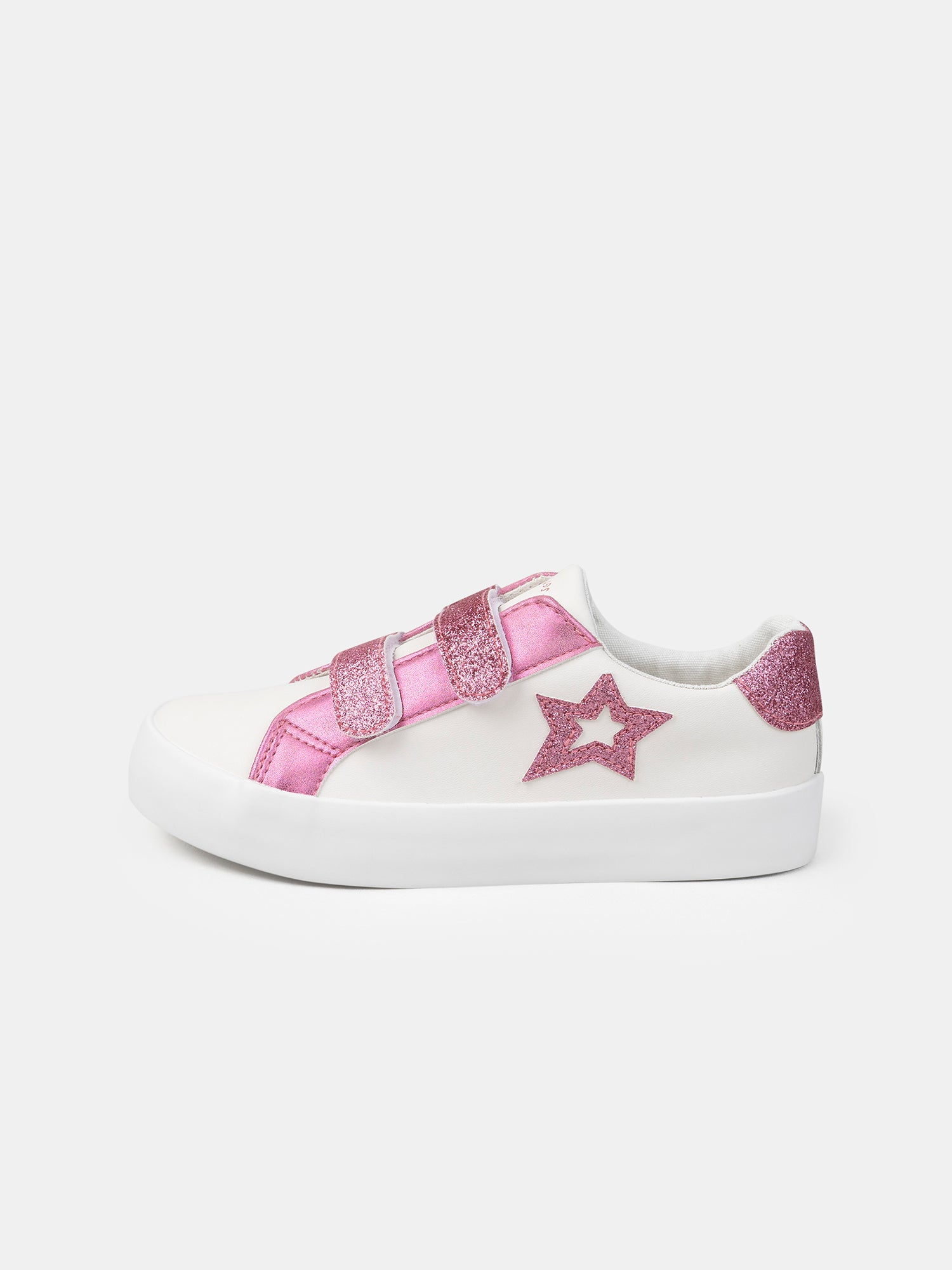 Weiße Sneakers mit rosa Glitzerstern für Mädchen