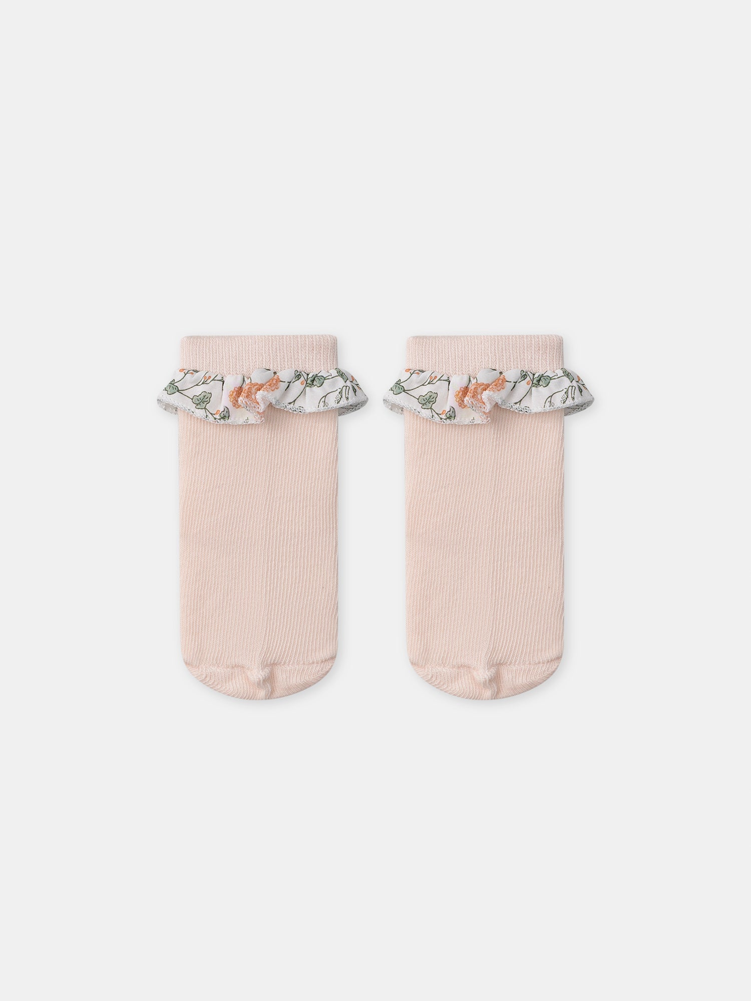 Ensemble sweat imprimé fleuri + legging + chaussettes Naissance Fille