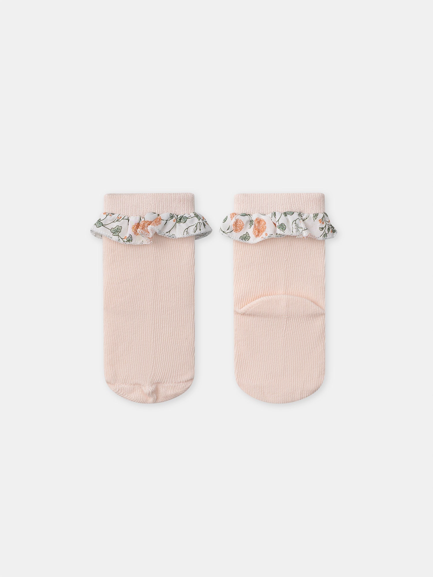 Ensemble sweat imprimé fleuri + legging + chaussettes Naissance Fille