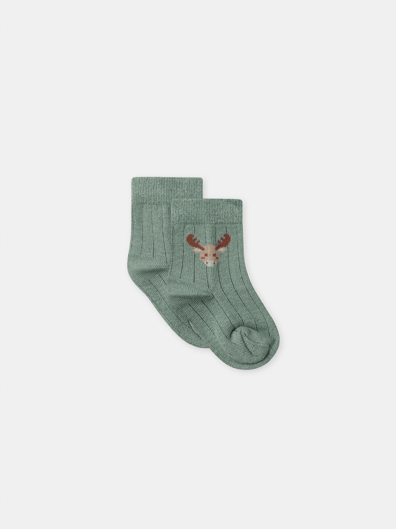 Ensemble combinaison à rayures vertes + body + chaussettes Naissance Garçon