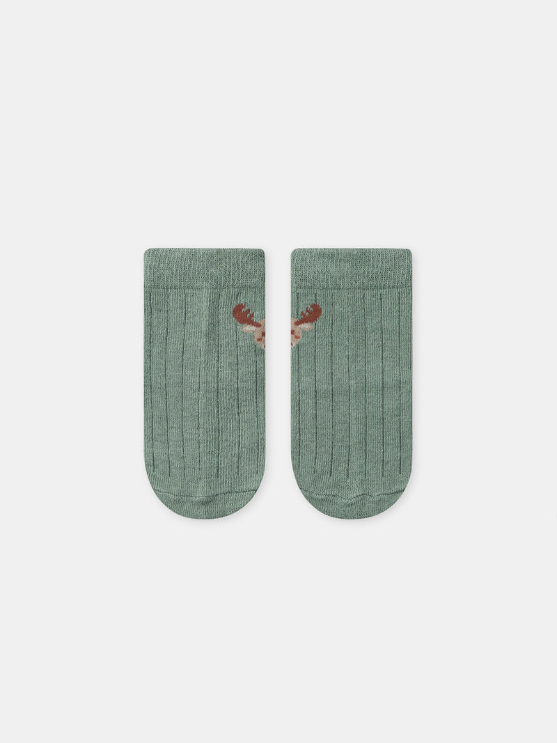 Ensemble combinaison à rayures vertes + body + chaussettes Naissance Garçon
