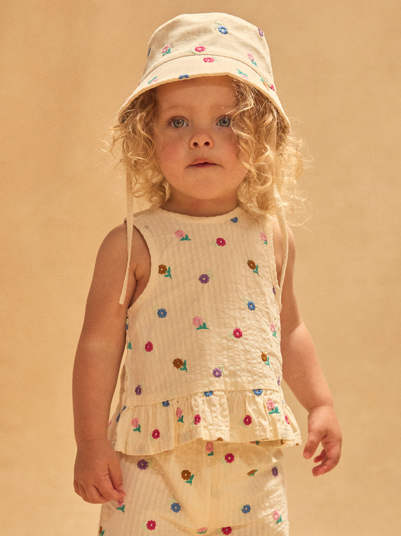 Débardeur écru à broderies fleurs Bébé Fille