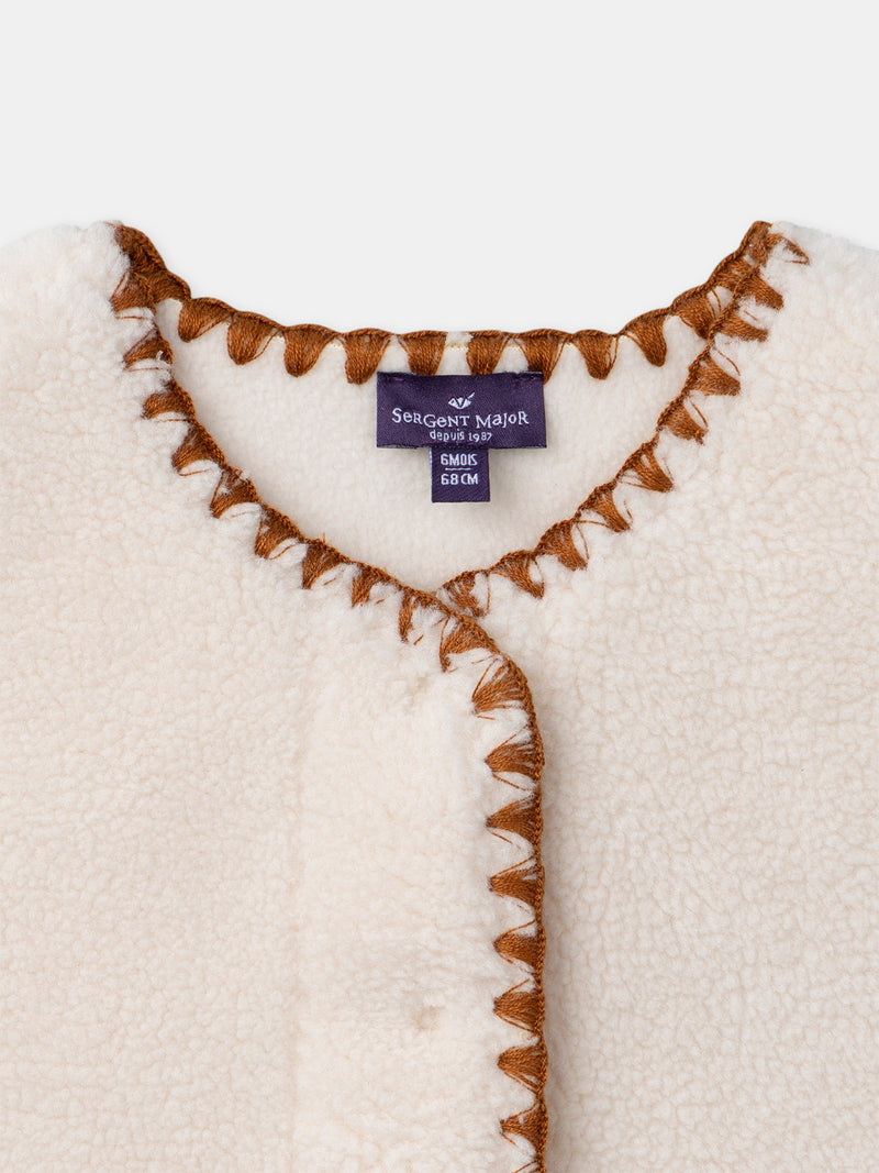 ecrufarbener ärmelloser Cardigan für Mädchen