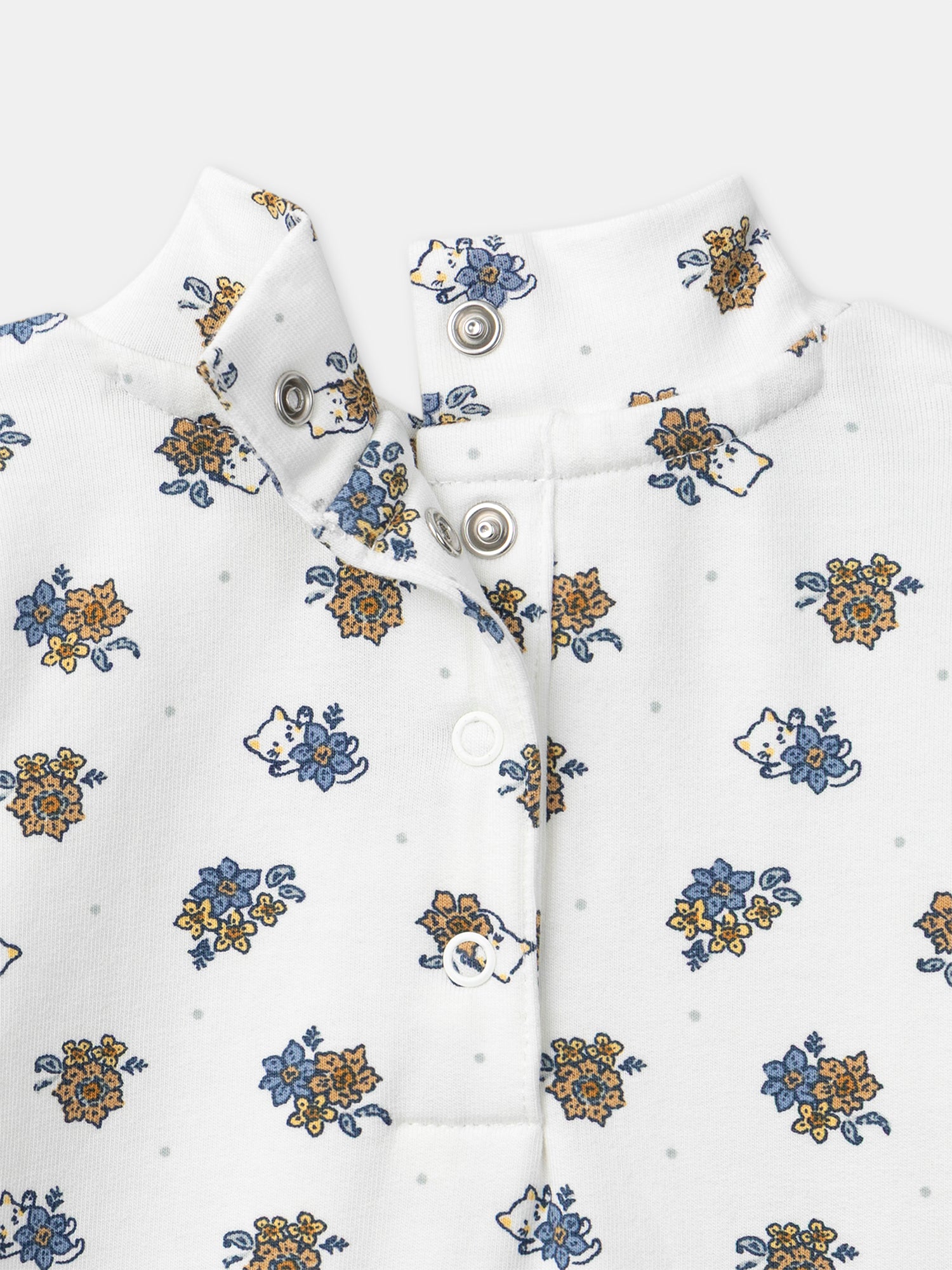 Weißer Body mit Blumenmuster und Babykragen für Mädchen