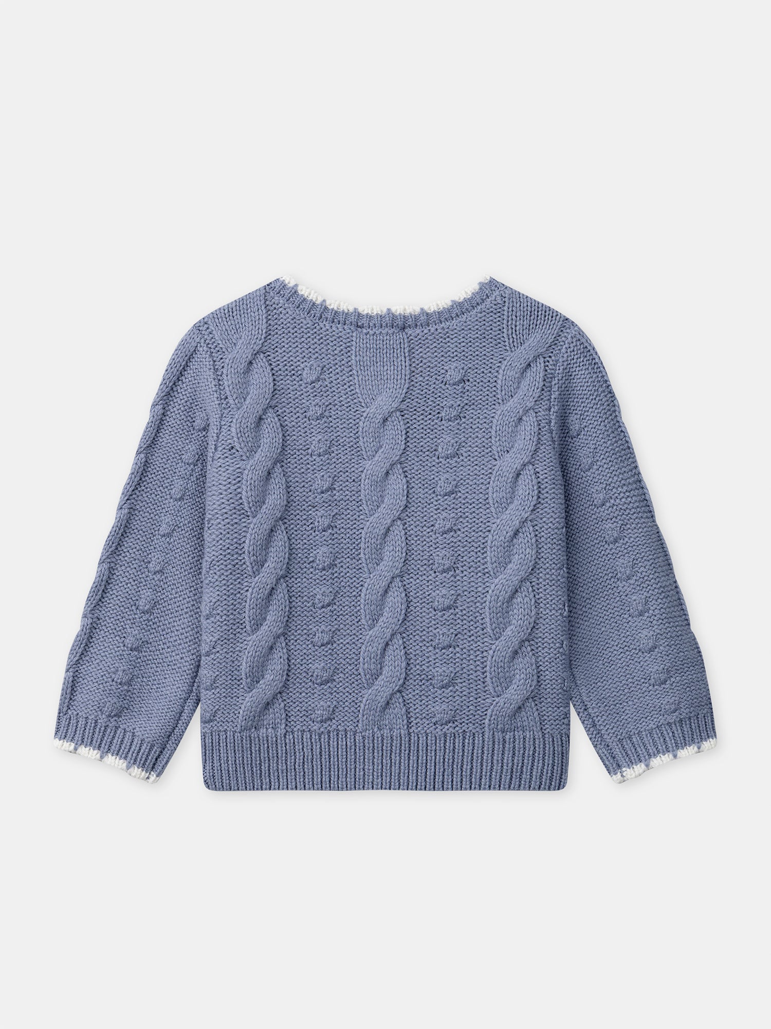 Blauer Cardigan mit Blumenstickerei für Baby Mädchen