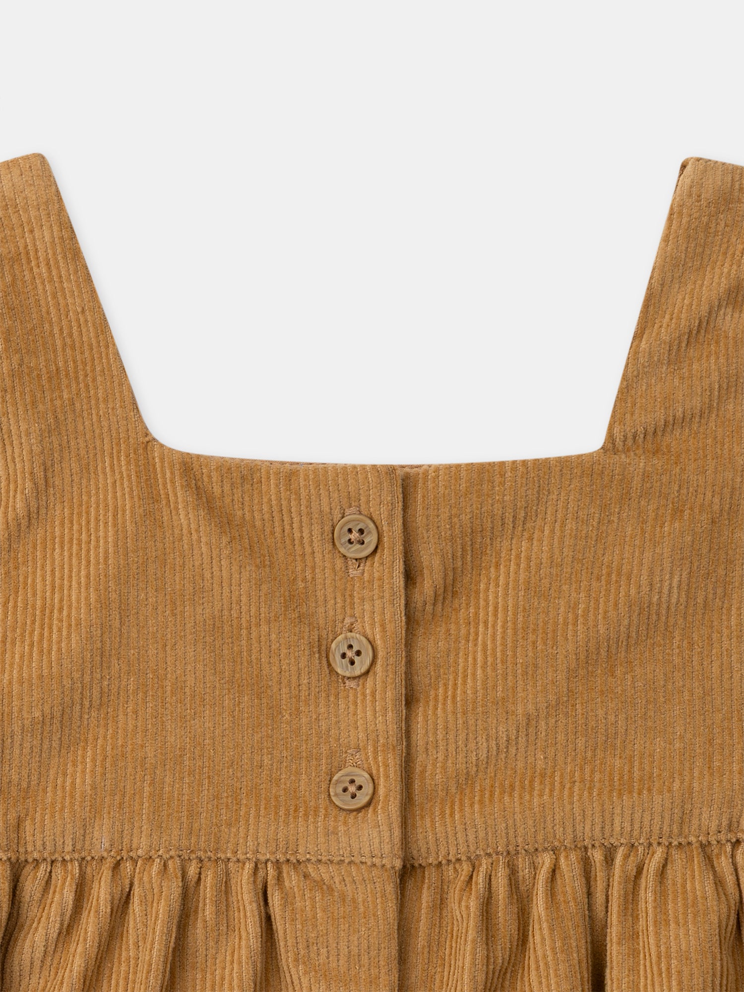 Braunes Kleid aus Samt mit Blumenstickerei für Baby-Mädchen