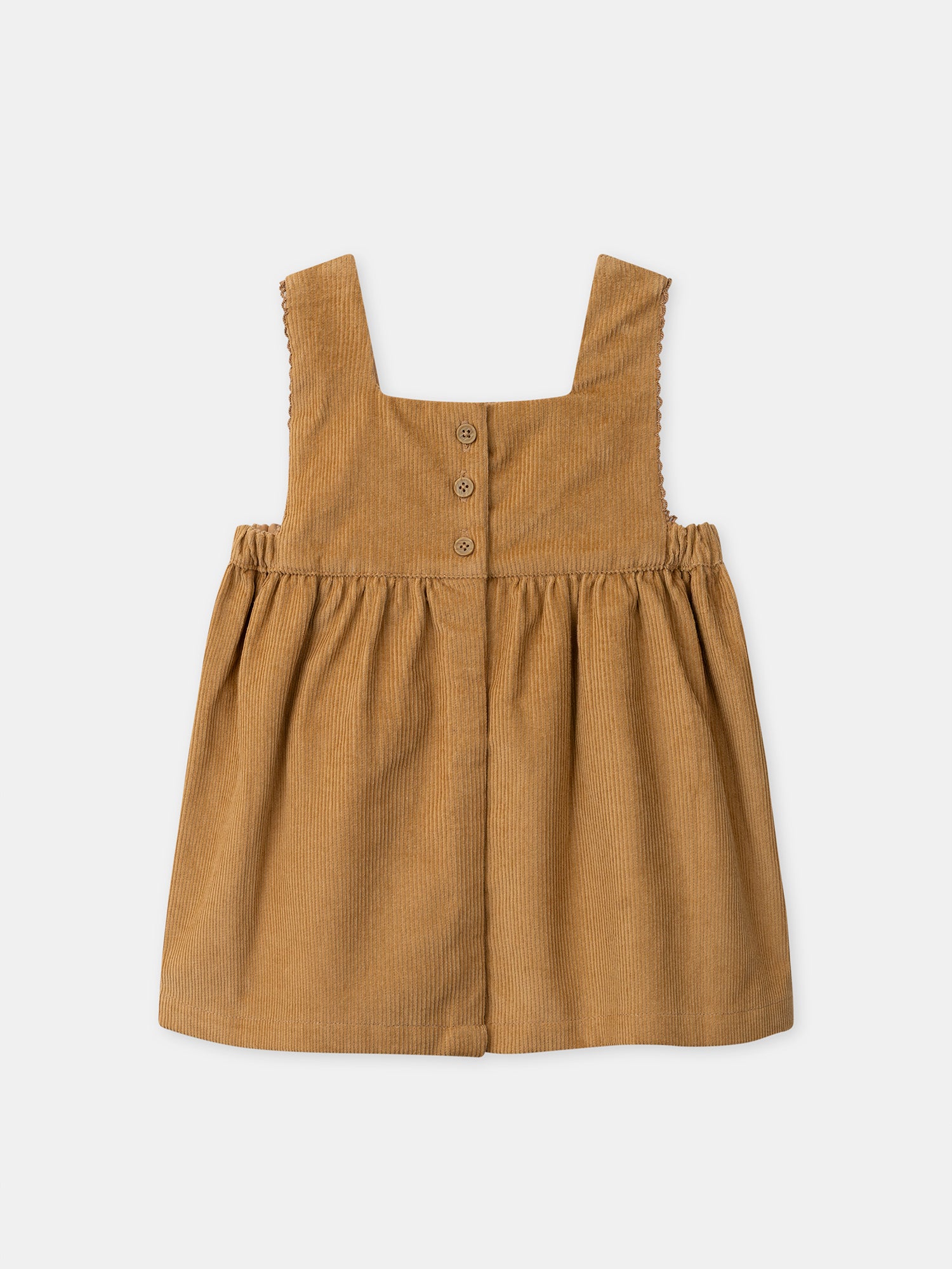 Braunes Kleid aus Samt mit Blumenstickerei für Baby-Mädchen