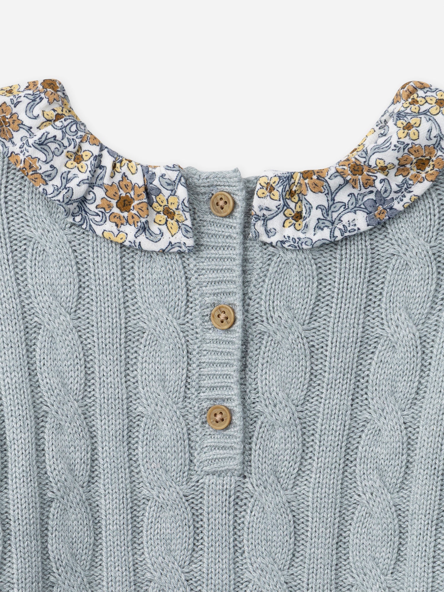 Blau-graues Pullover und Blumenleggings Mädchen