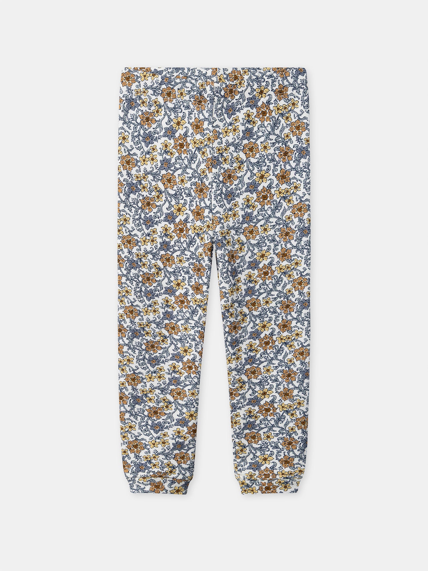 Blau-graues Pullover und Blumenleggings Mädchen