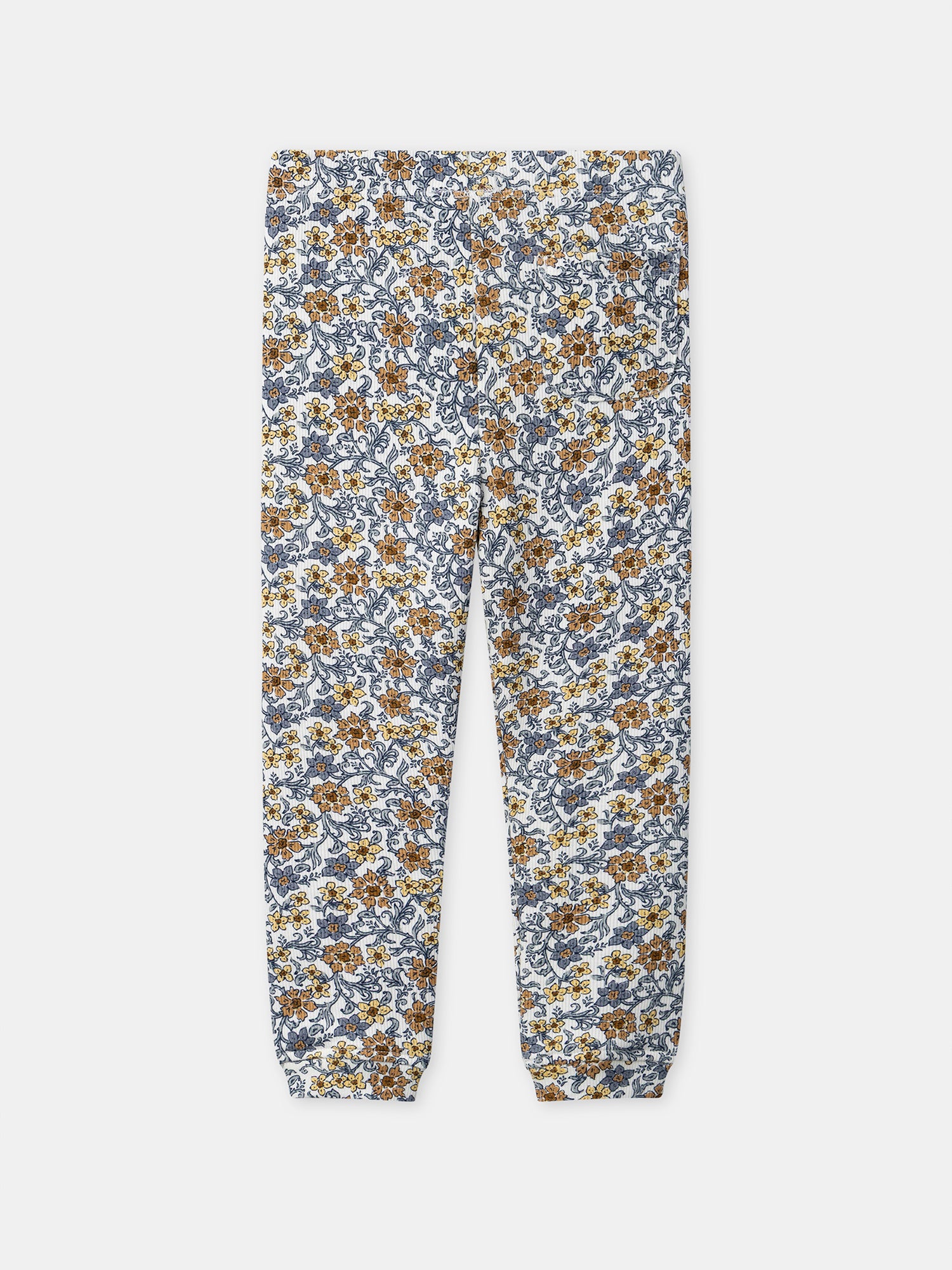 Blau-graues Pullover und Blumenleggings Mädchen