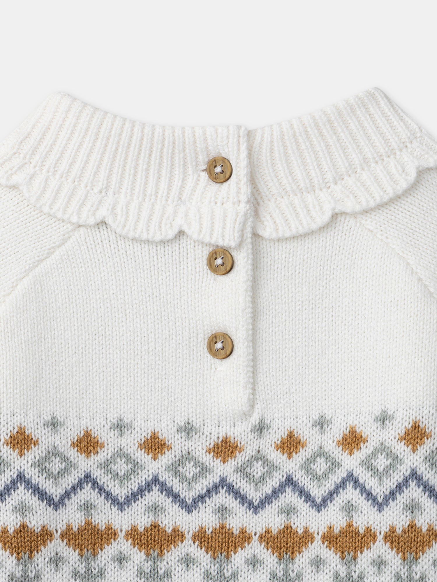 Weißer Pullover mit Blumenmuster für Baby Mädchen