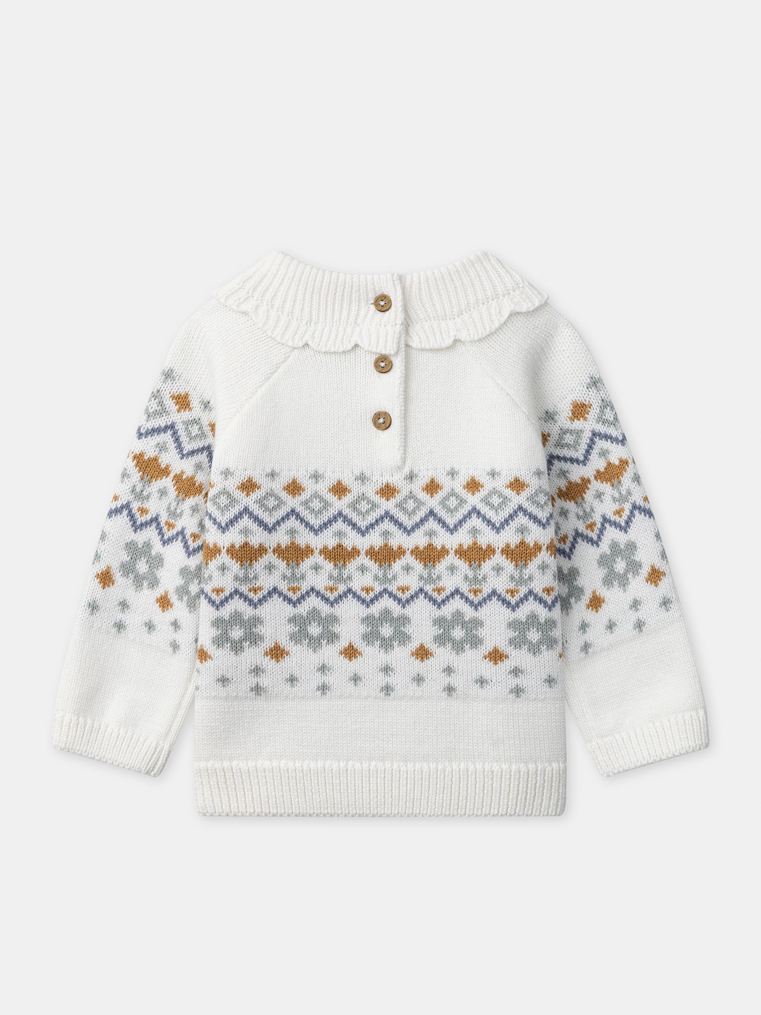 Weißer Pullover mit Blumenmuster für Baby Mädchen