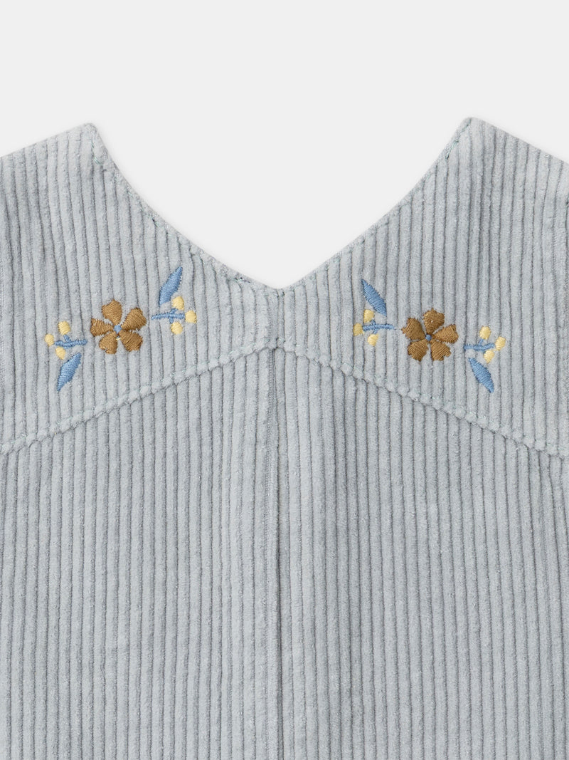 Blaue graue Latzhose aus Samt für Baby Mädchen