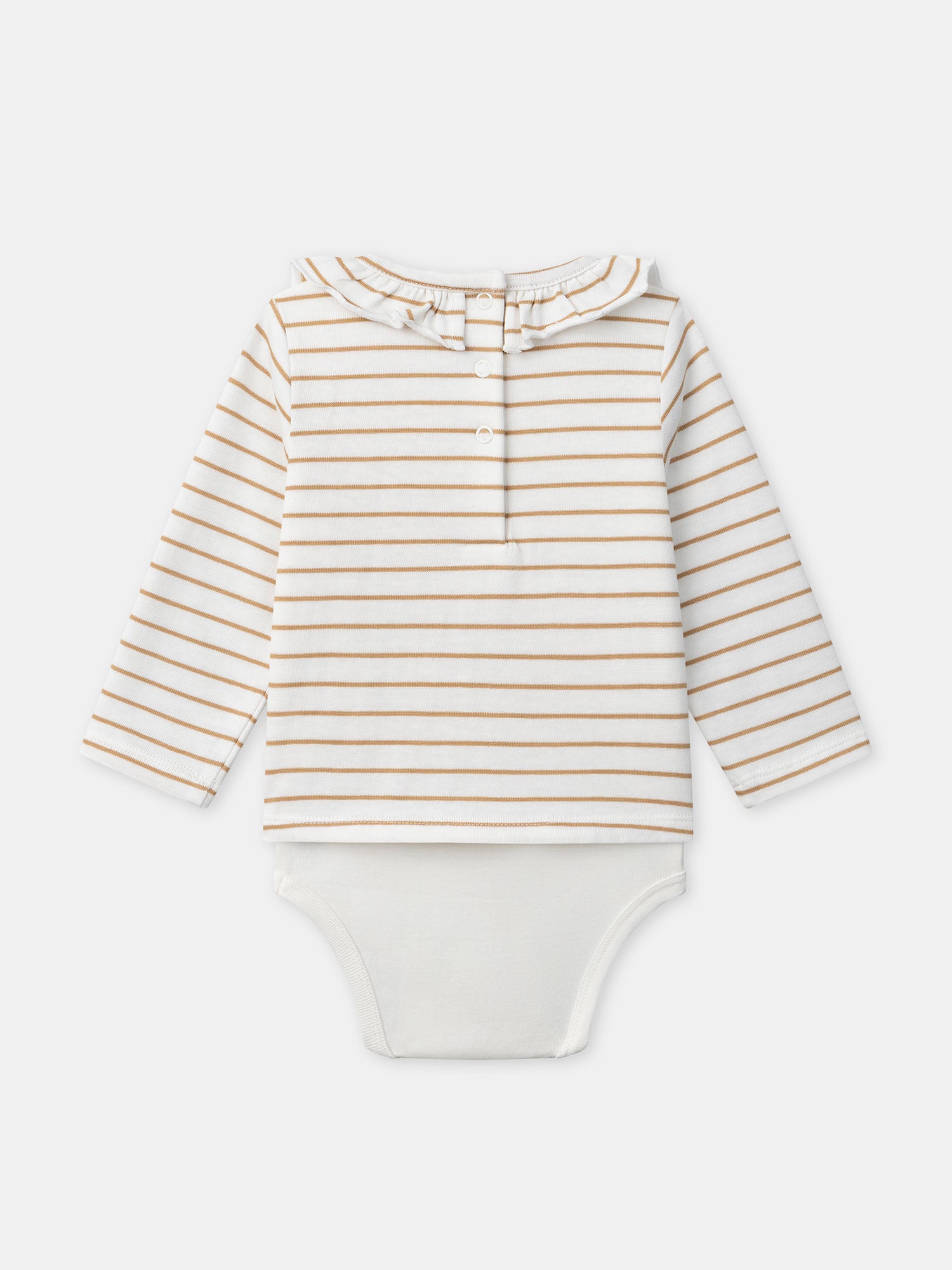 Babybody mit braunen Streifen und Kragen für Mädchen