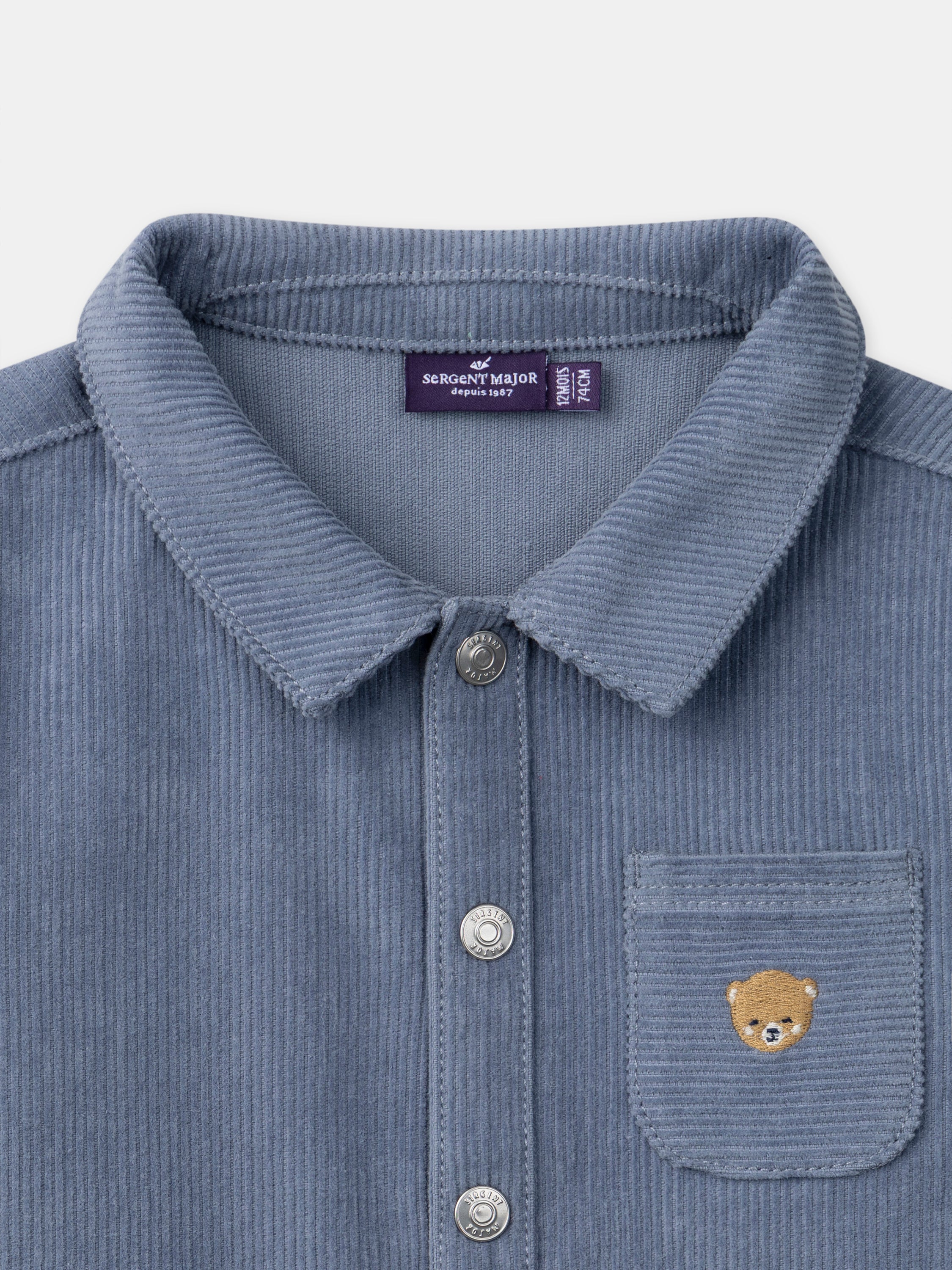 Blau-graue Samtbluse für Jungen