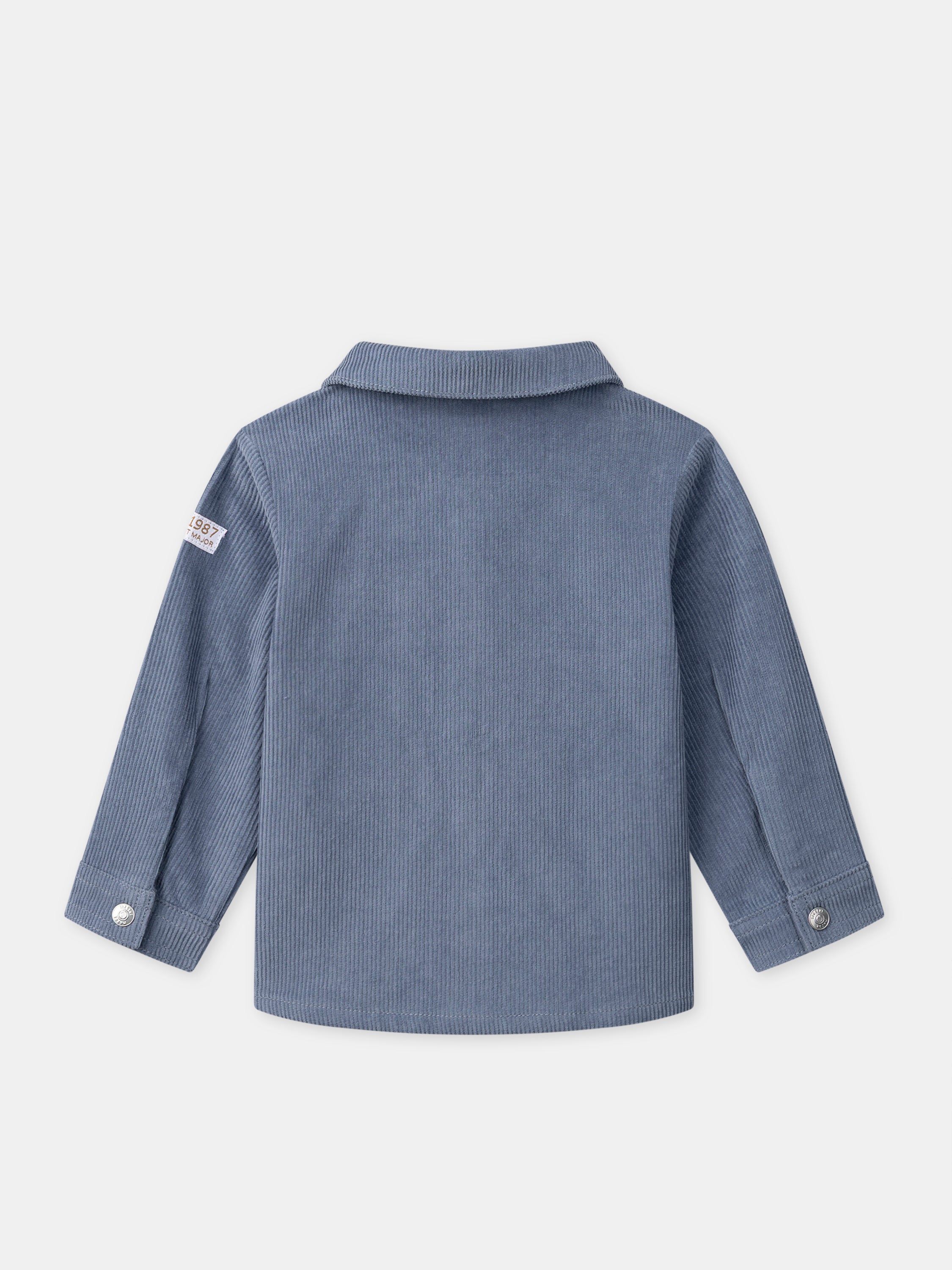 Blau-graue Samtbluse für Jungen