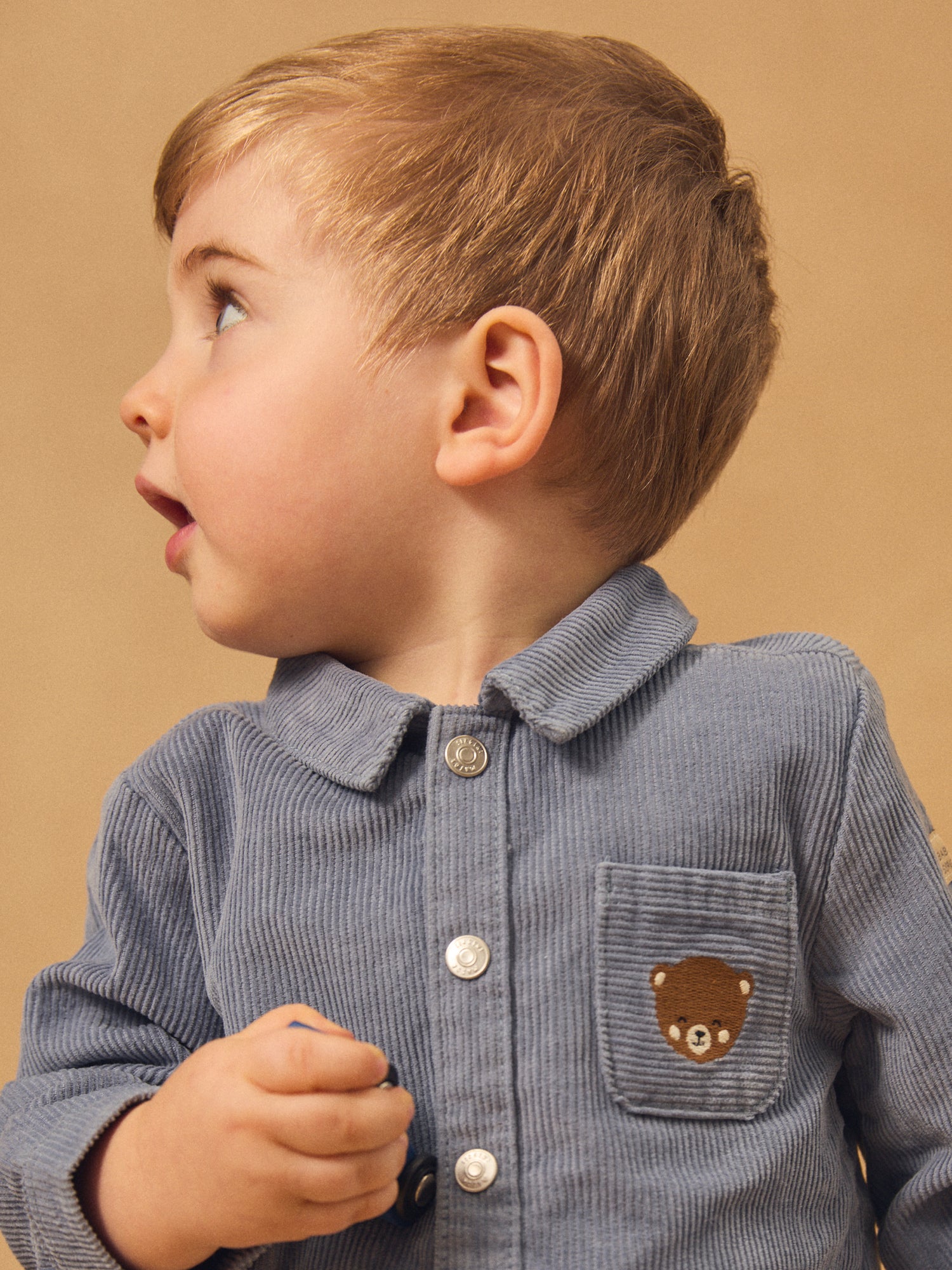 Blau-graue Samtbluse für Jungen