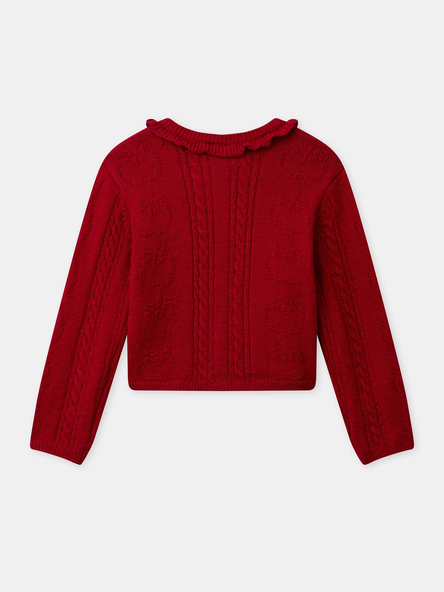 Roter Cardigan mit Volant für Mädchen