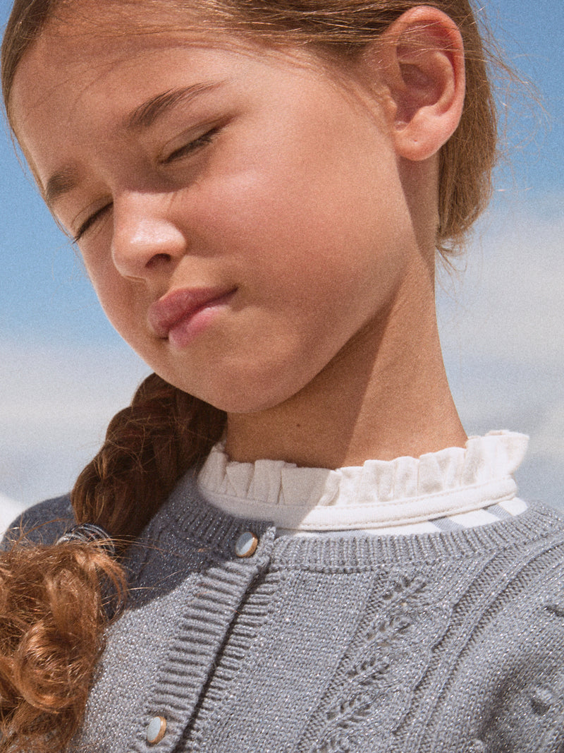 Grau-blauer Mädchen-Cardigan
