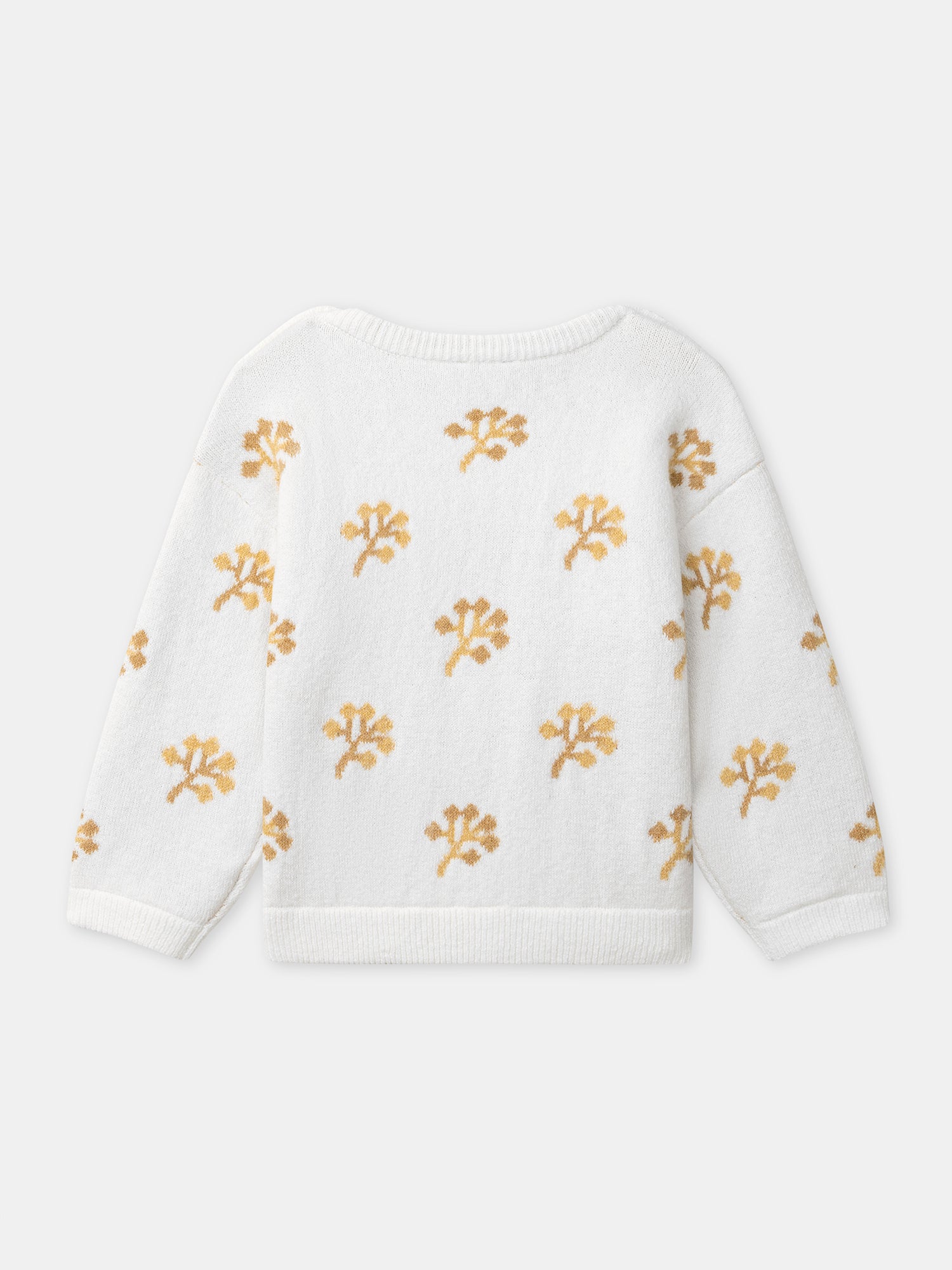 Weiße Pullover mit gelben Blumenmotiven für Mädchen