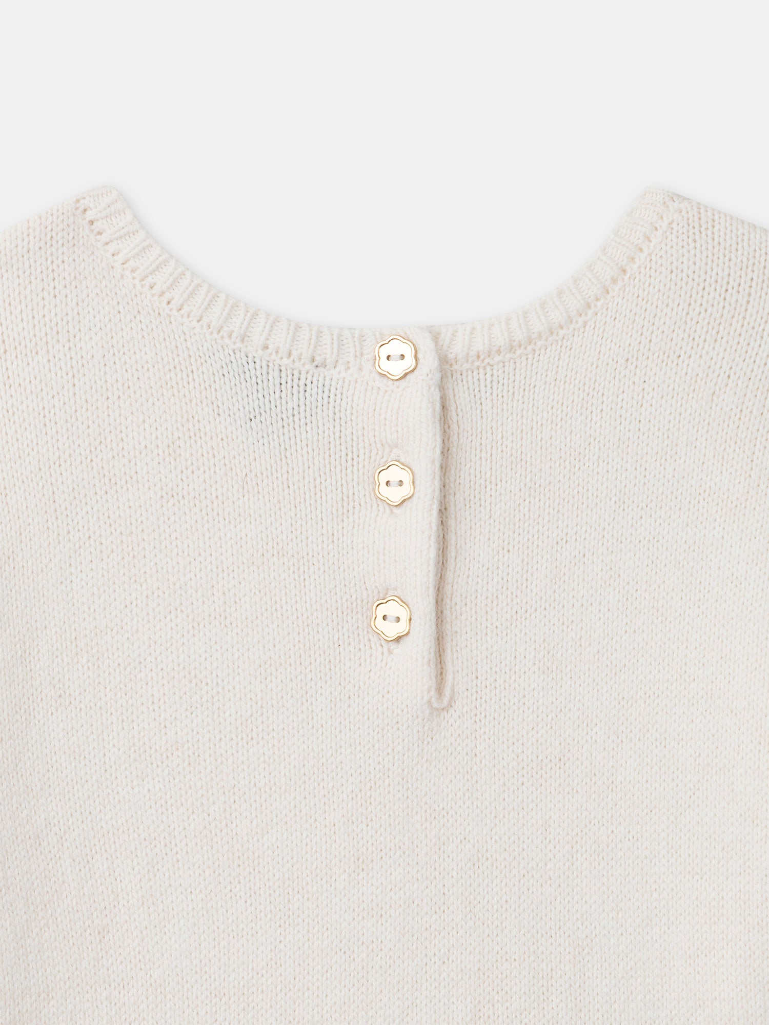 Zweimaterial Kleid mit Pullover-Oberteil in Ecru und floralem Rock für Mädchen