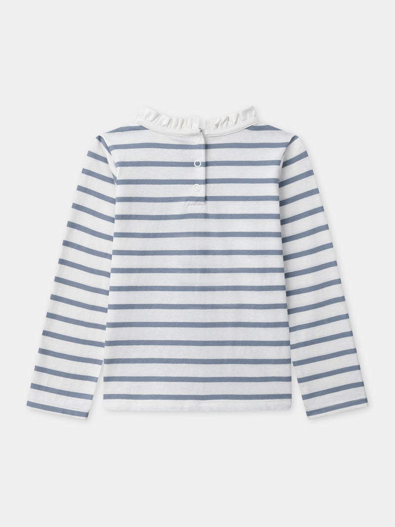T-shirt à rayures bleues et manches longues Fille