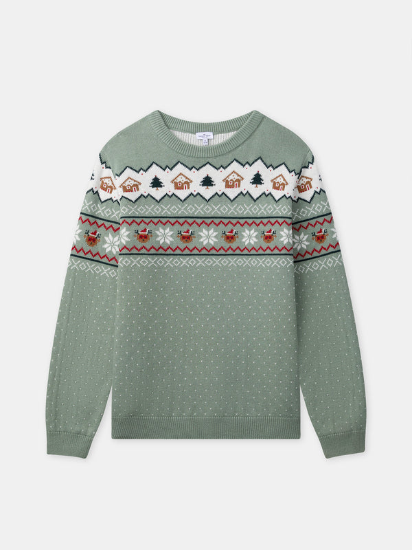 Salbei grüner Weihnachts-Pullover für Herren