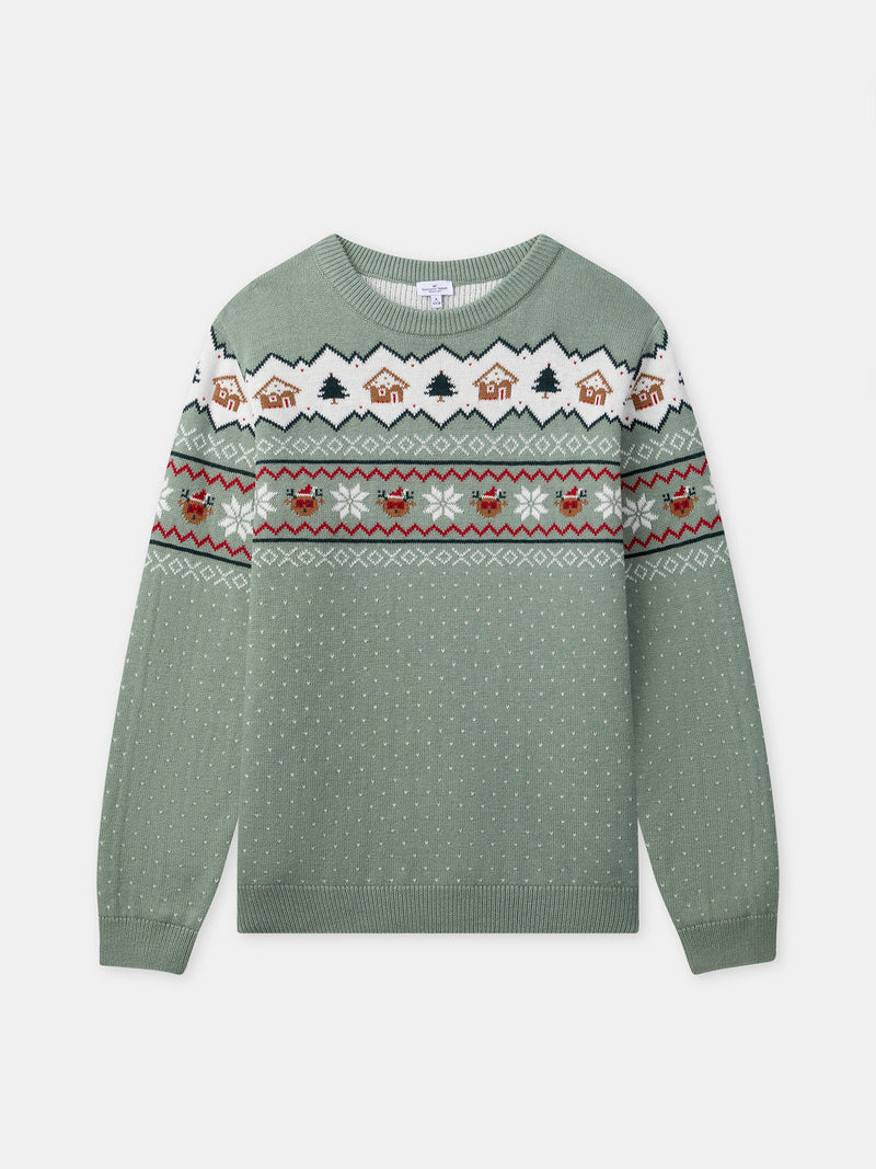 Salbei grüner Weihnachts-Pullover für Herren